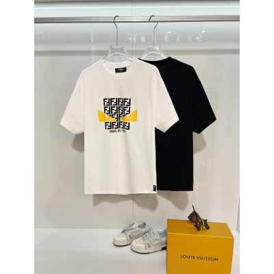 Fendi Square Eyes Letter T-shirt YL Black/White 02