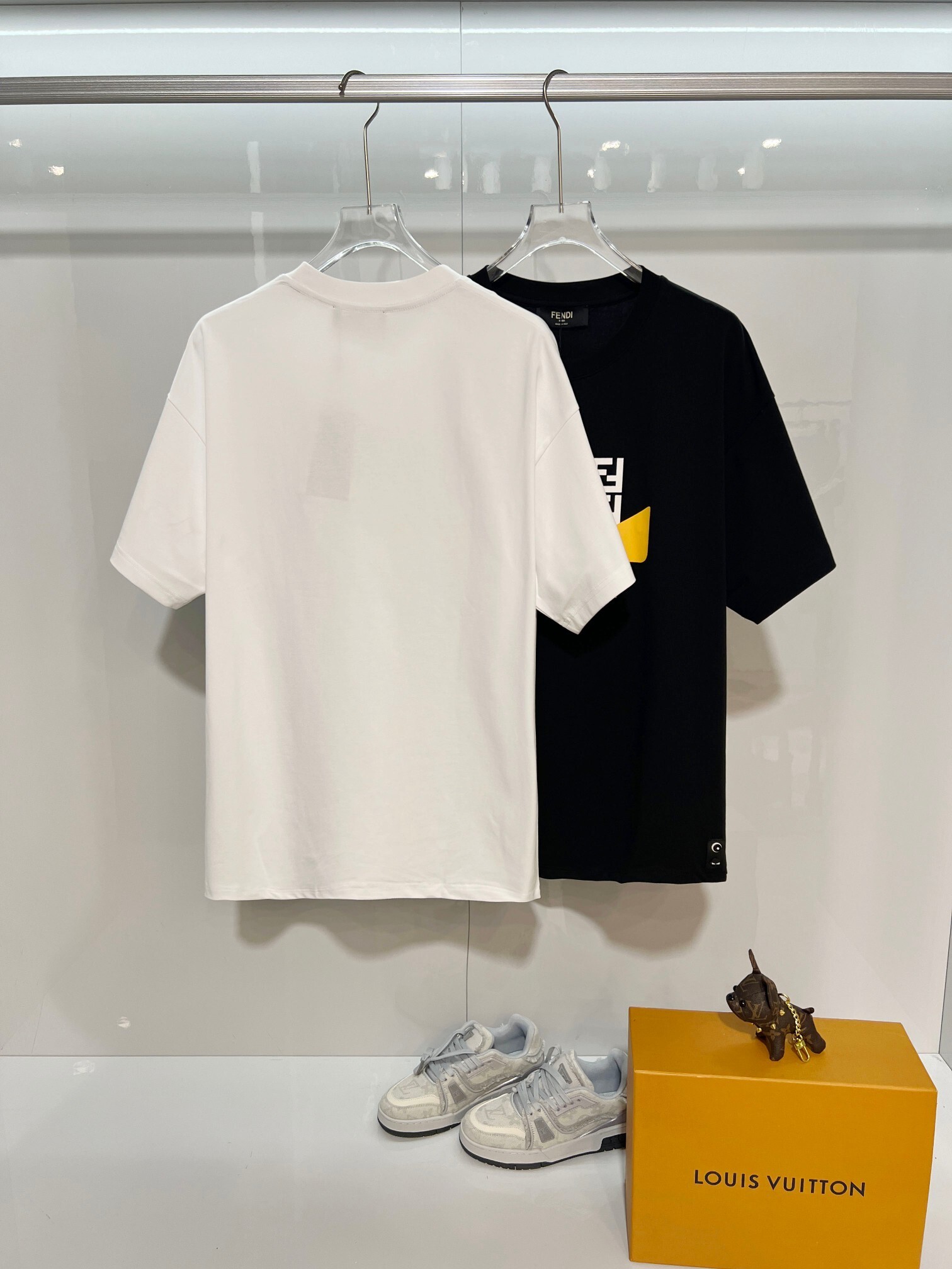 Fendi Square Eyes Letter T-shirt YL Black/White