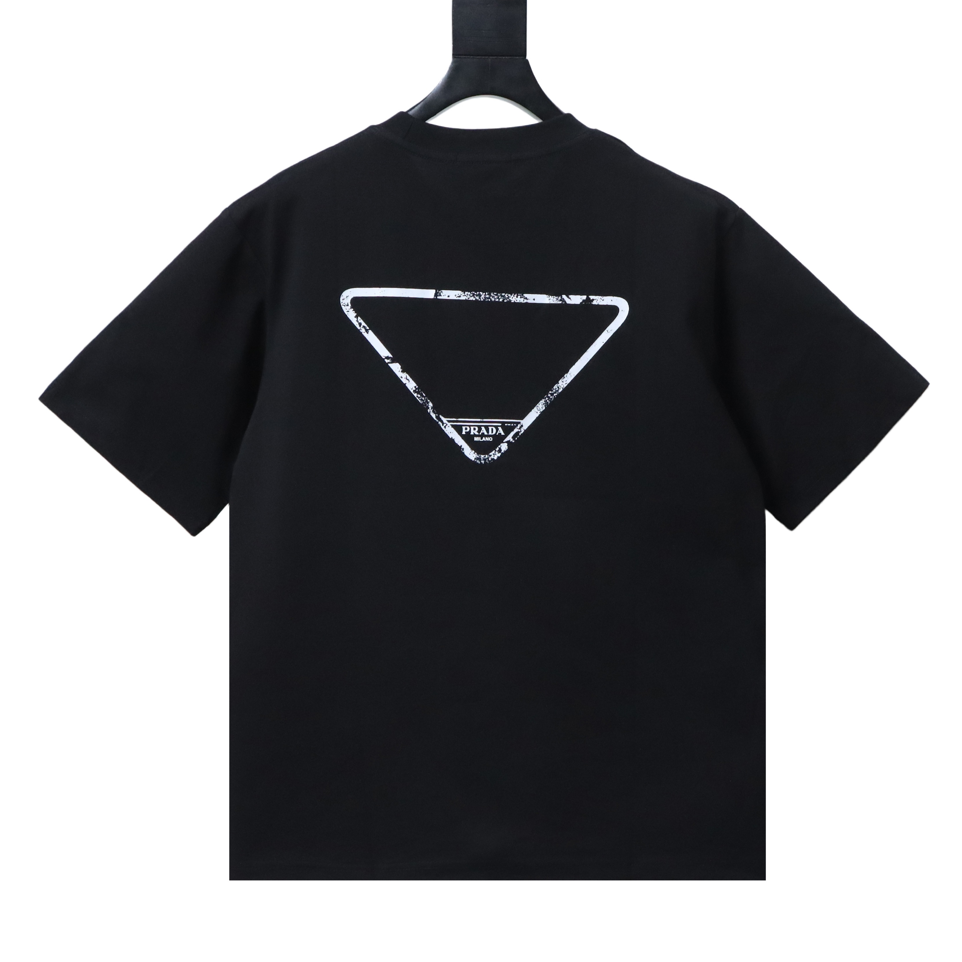 Prada 25ss Ink Wash Logo Embroidered T-shirt YL Black/White