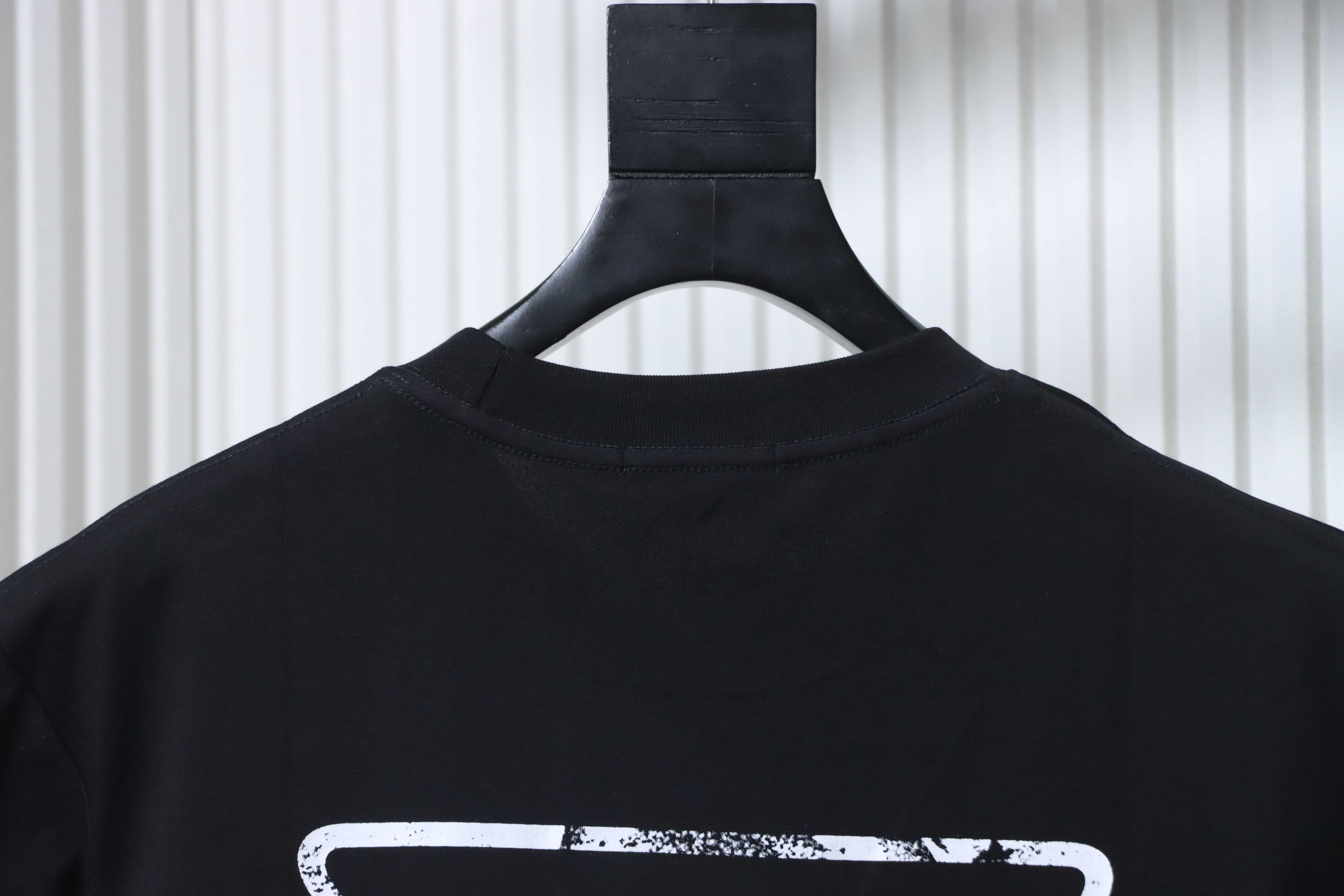 Prada 25ss Ink Wash Logo Embroidered T-shirt YL Black/White