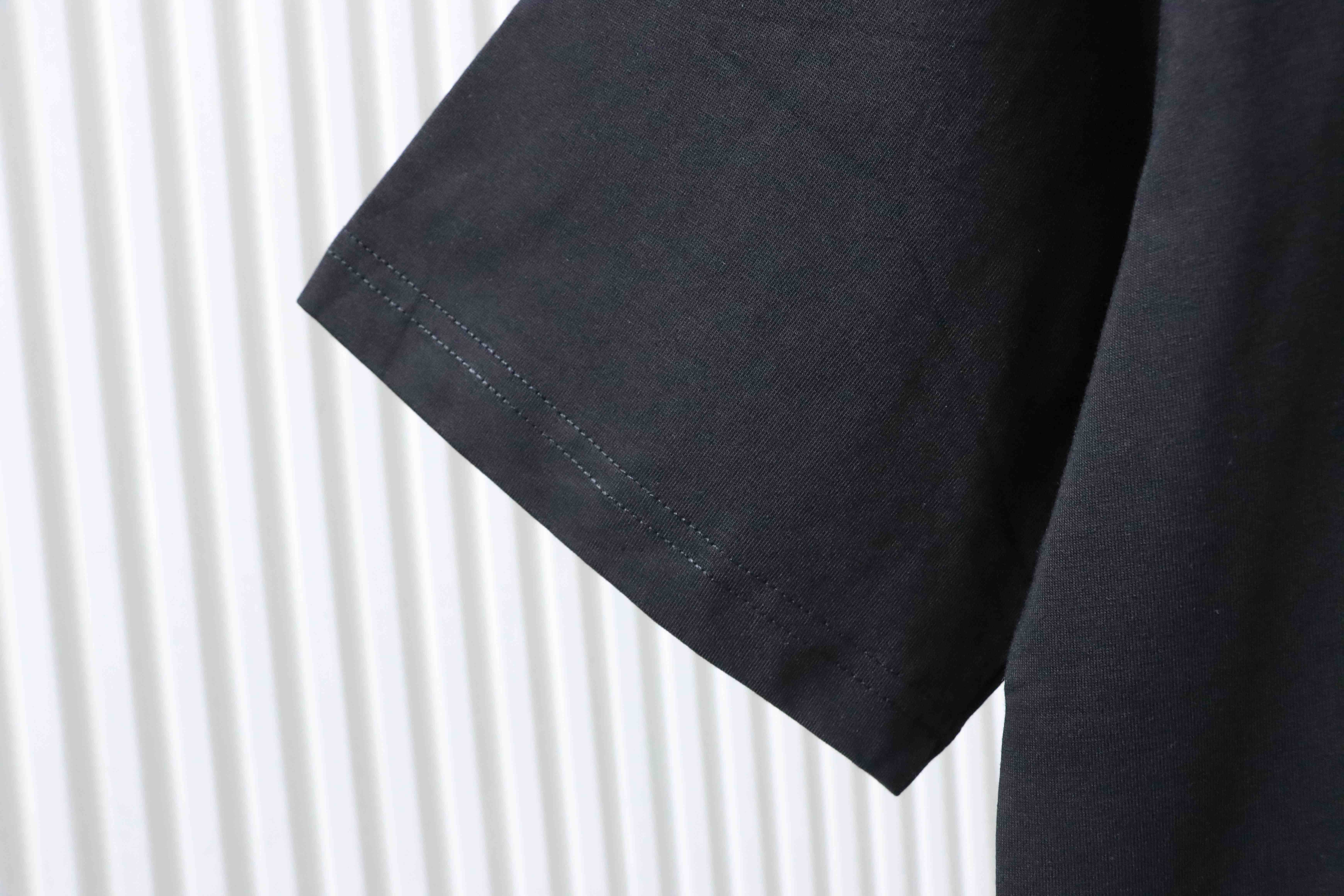 Prada 25ss Ink Wash Logo Embroidered T-shirt YL Black/White