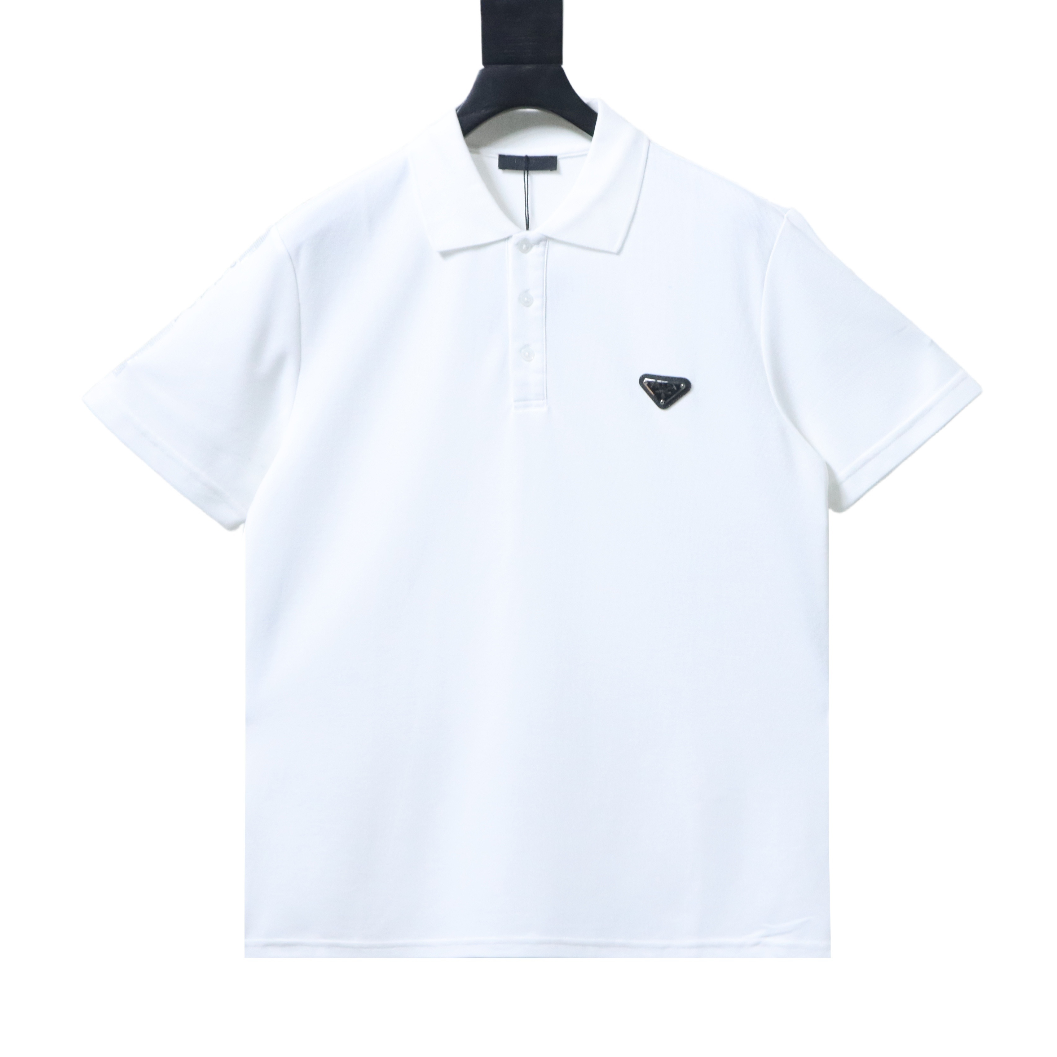 Prada 25ss Metal Triangle Logo Polo T-shirt YL Black/White