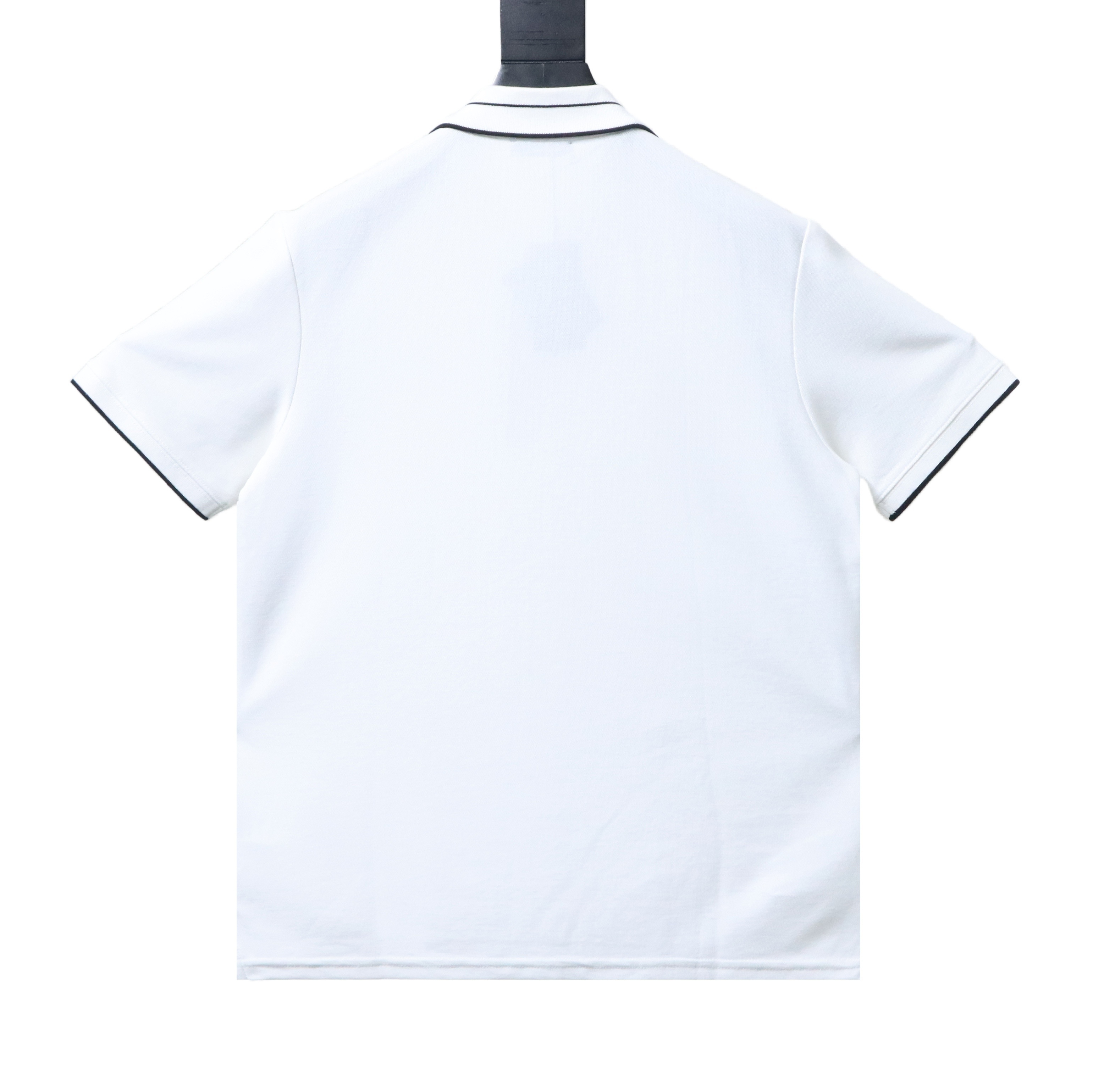 Prada 25ss Threaded Letter Triangle Embroidered Polo T-Shirt YL Black/White