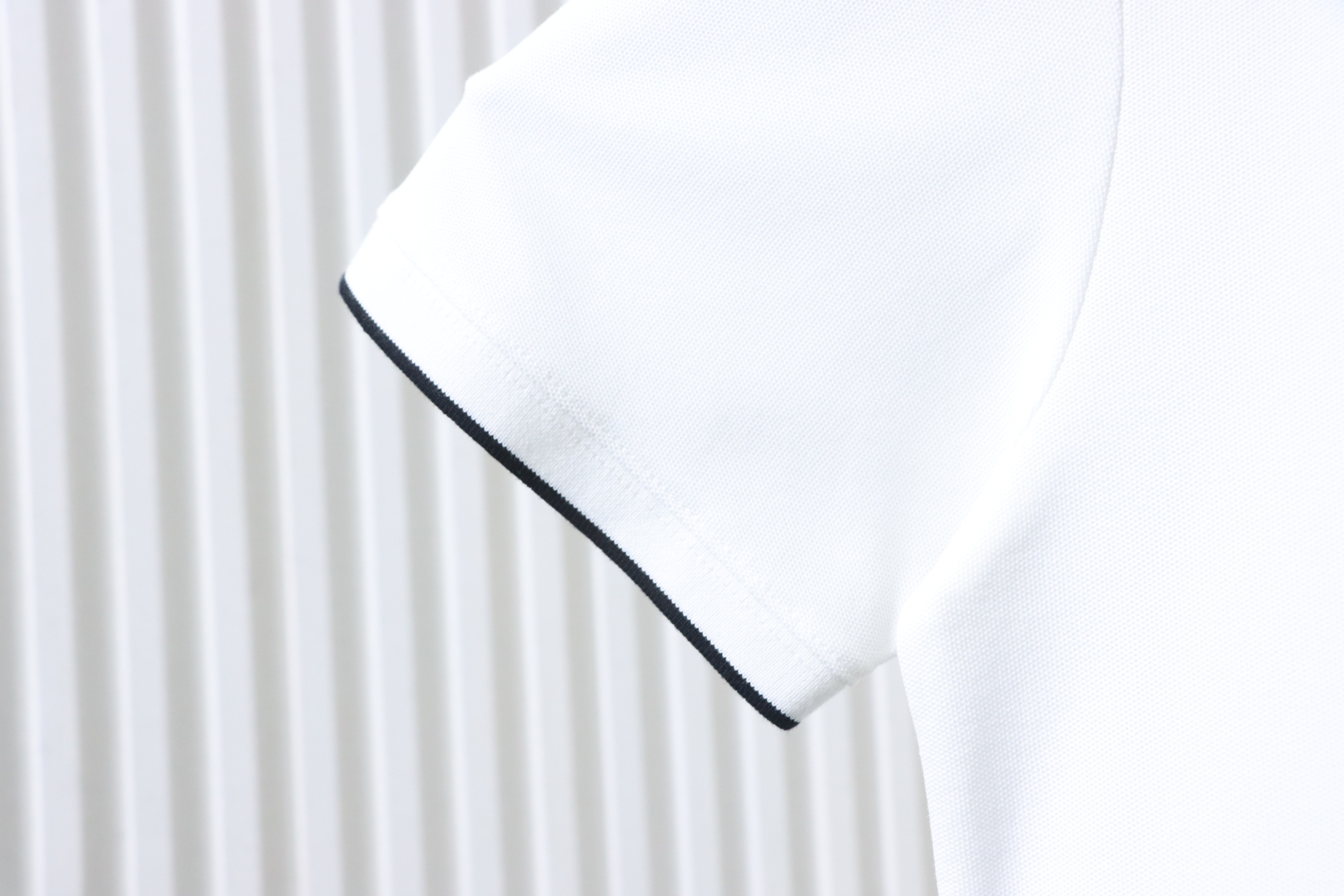 Prada 25ss Threaded Letter Triangle Embroidered Polo T-Shirt YL Black/White