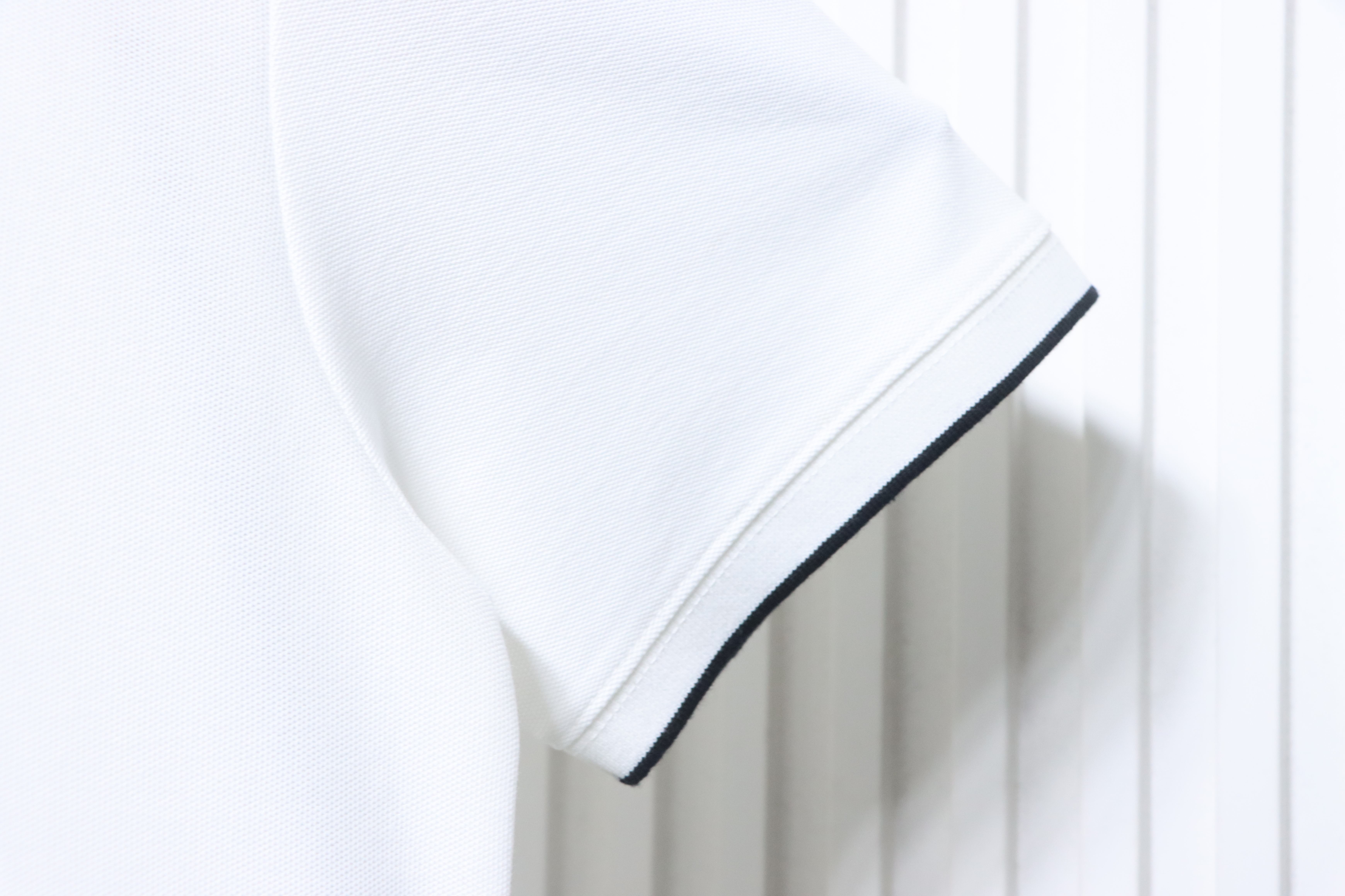 Prada 25ss Threaded Letter Triangle Embroidered Polo T-Shirt YL Black/White