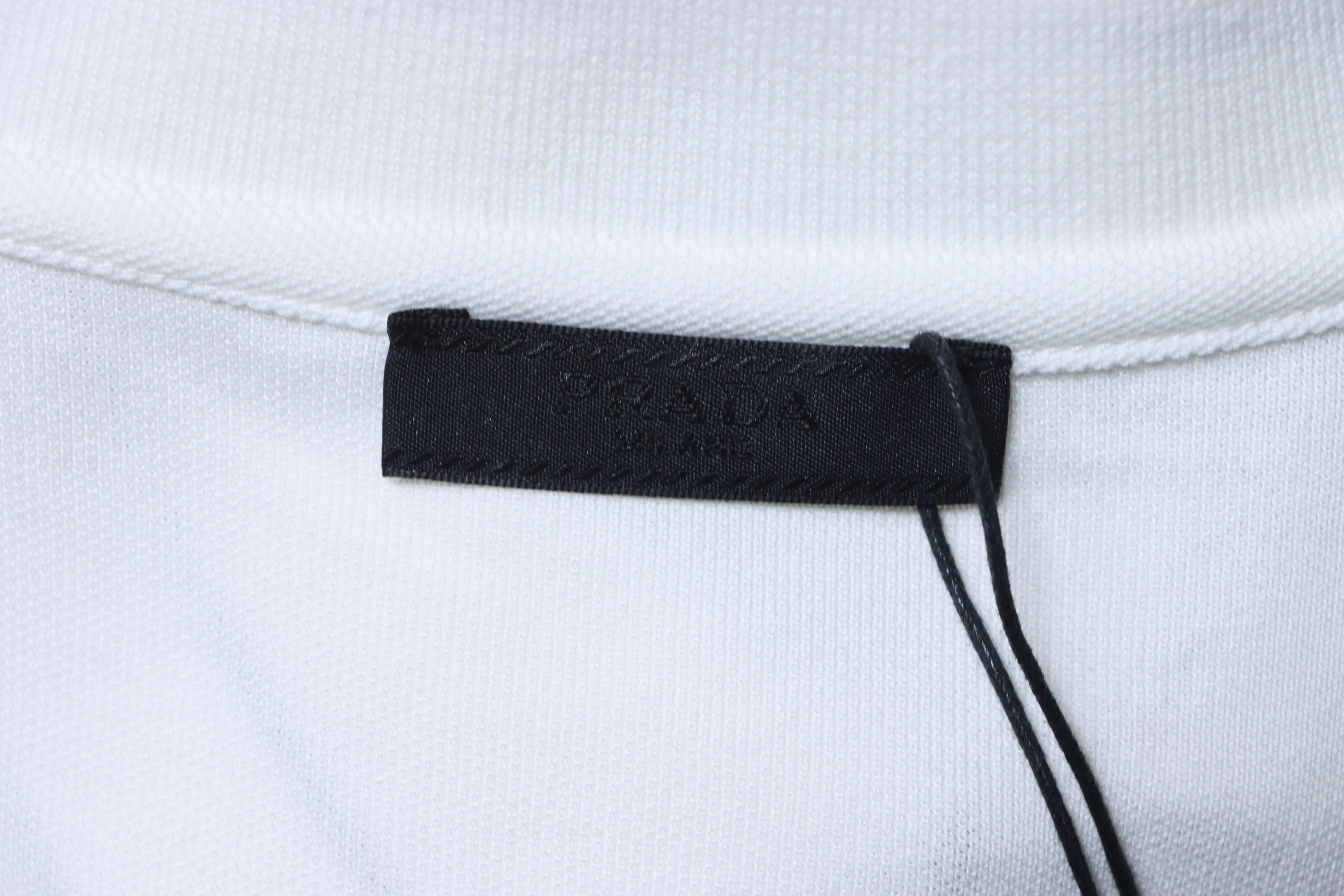 Prada 25ss Threaded Letter Triangle Embroidered Polo T-Shirt YL Black/White