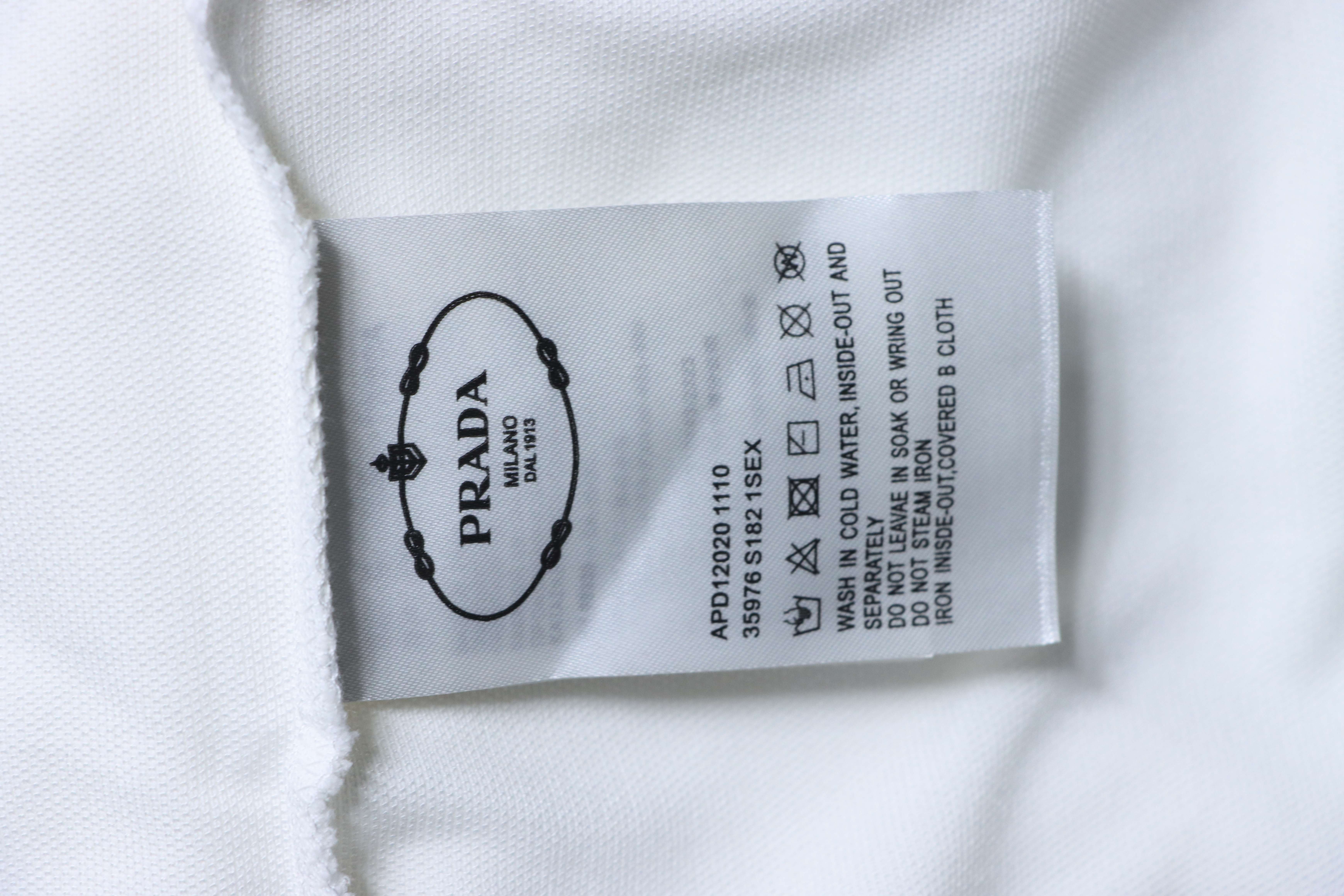 Prada 25ss Threaded Letter Triangle Embroidered Polo T-Shirt YL Black/White