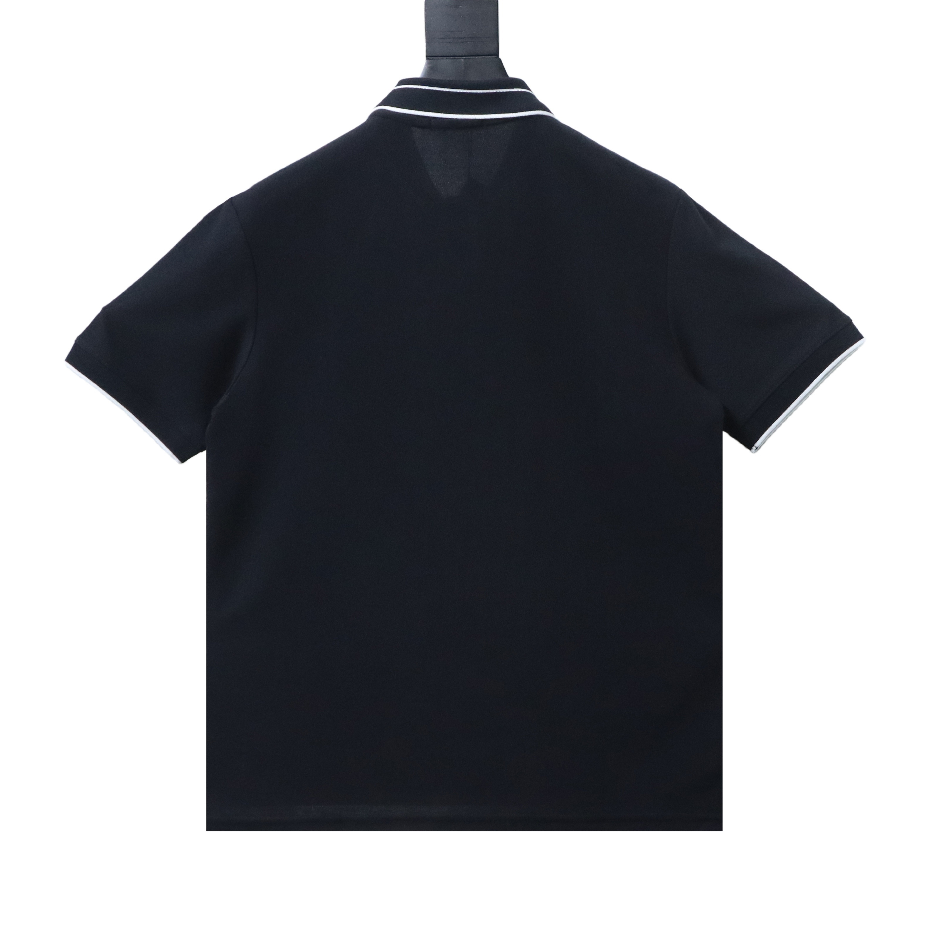 Prada 25ss Threaded Letter Triangle Embroidered Polo T-Shirt YL Black/White