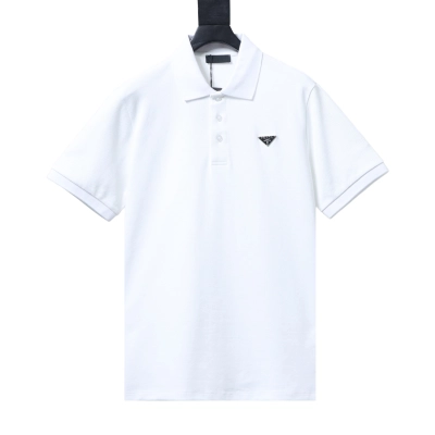 Prada 26SS Triangular Logo Polo Shirt YL Black/White 01