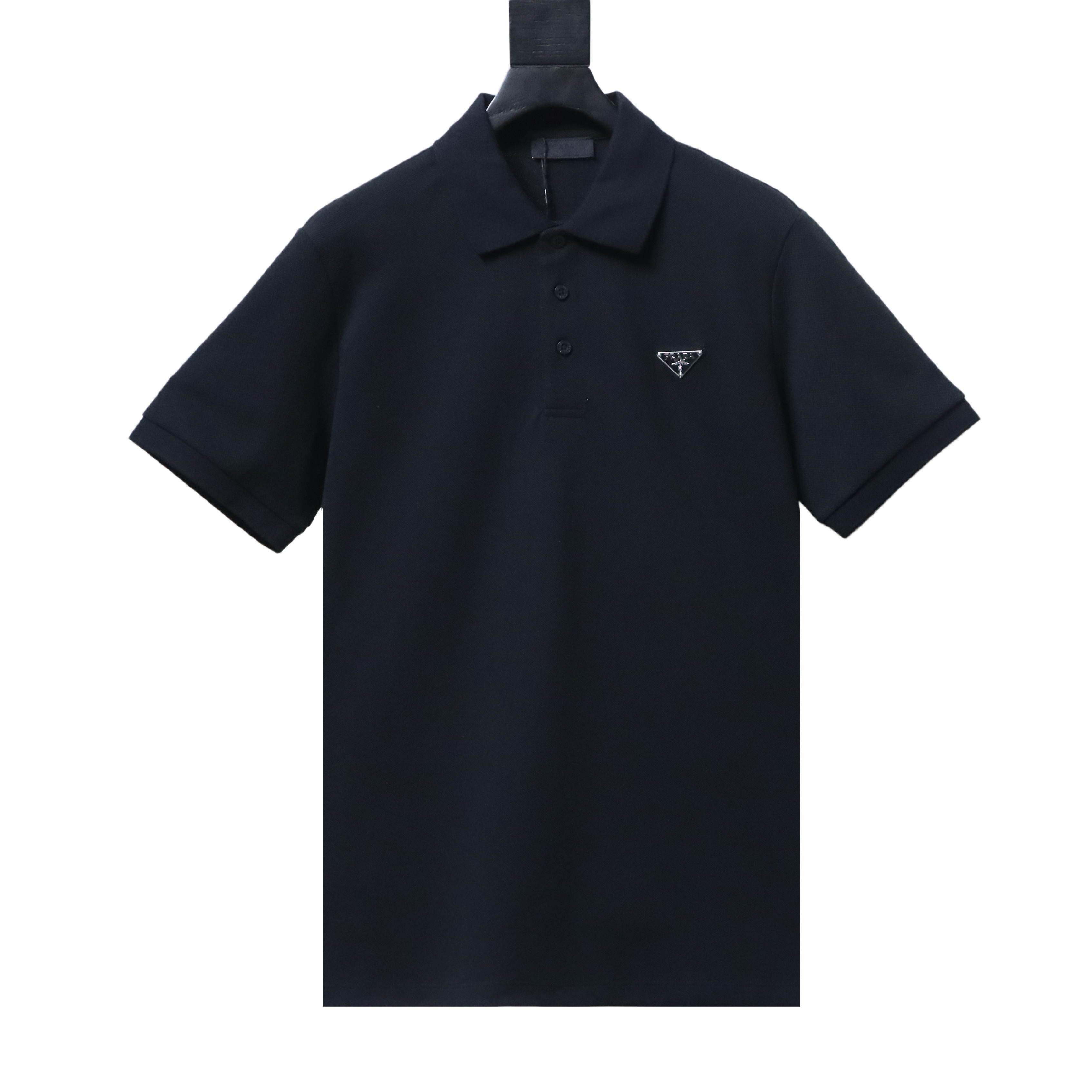 Prada 26SS Triangular Logo Polo Shirt YL Black/White