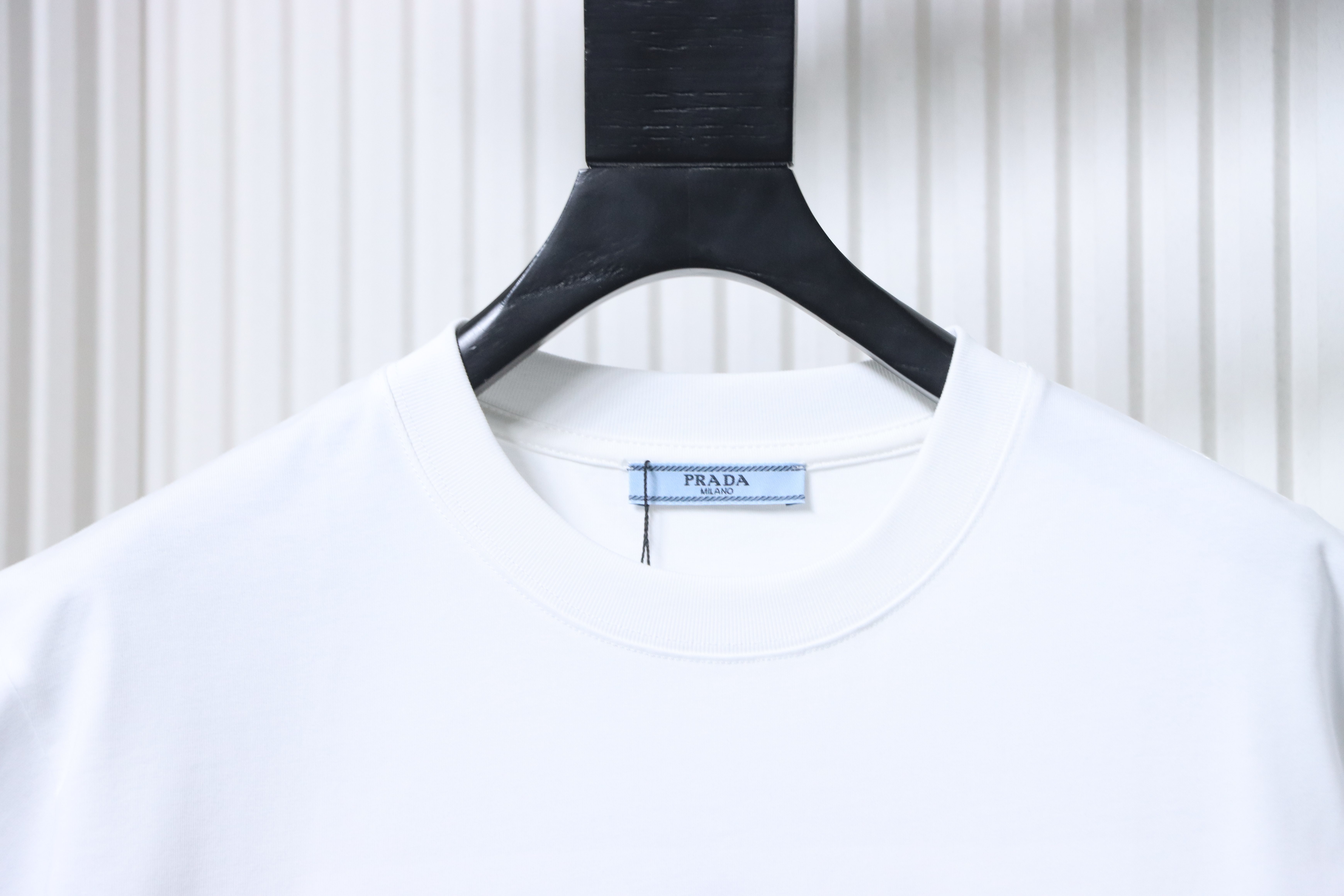 Prada Dark Pattern Logo Embroidered T-Shirt YL Black/White