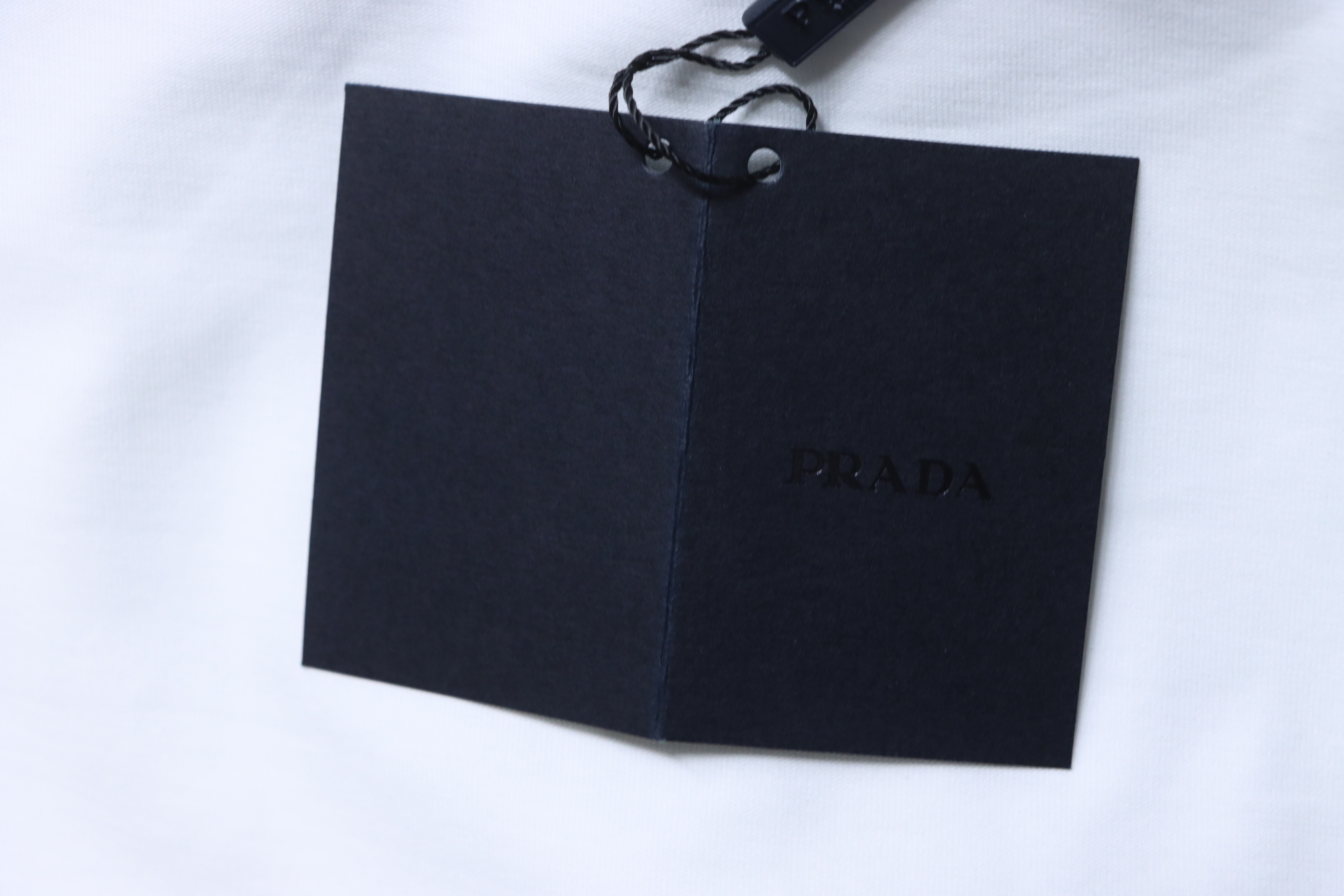 Prada Dark Pattern Logo Embroidered T-Shirt YL Black/White