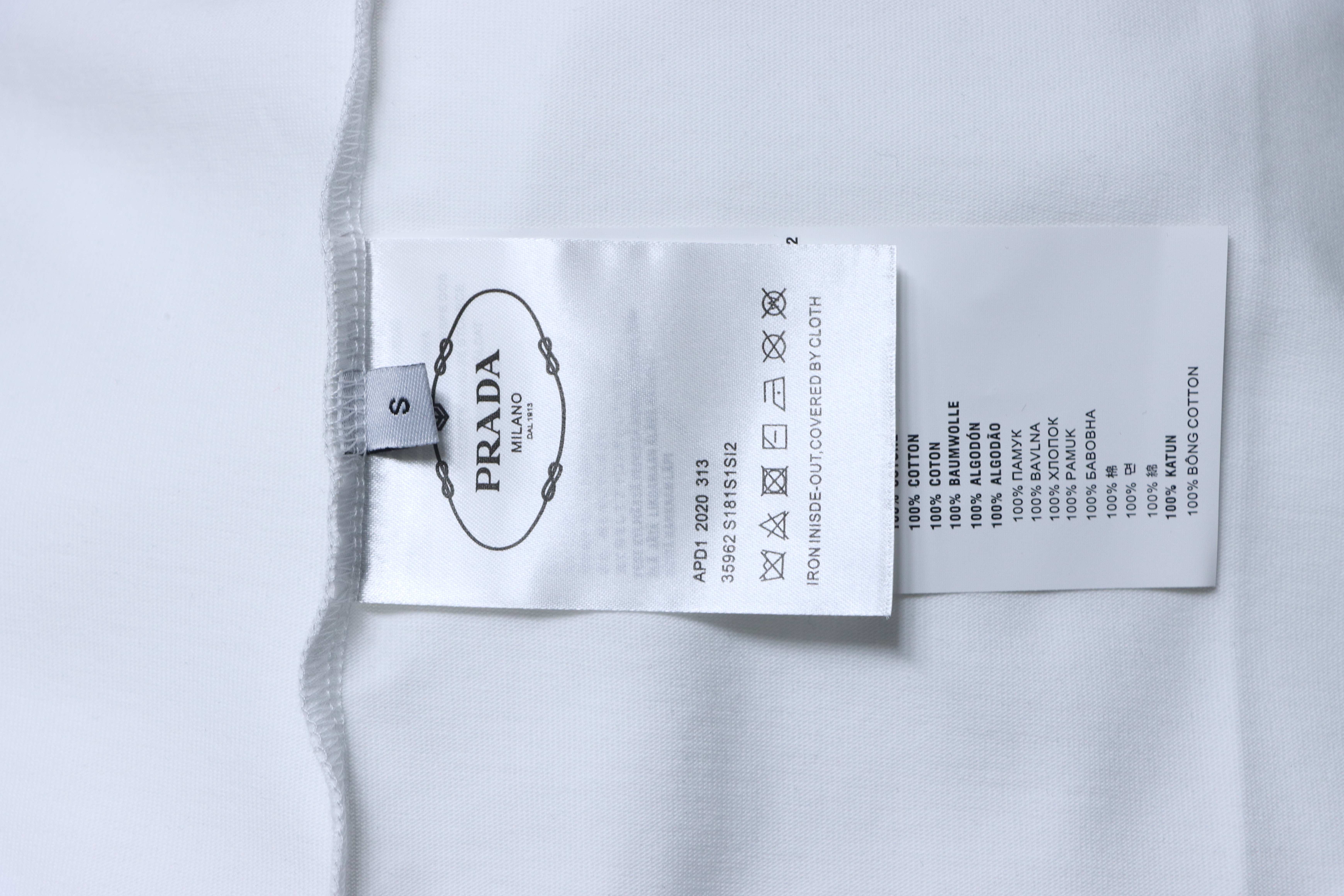 Prada Dark Pattern Logo Embroidered T-Shirt YL Black/White