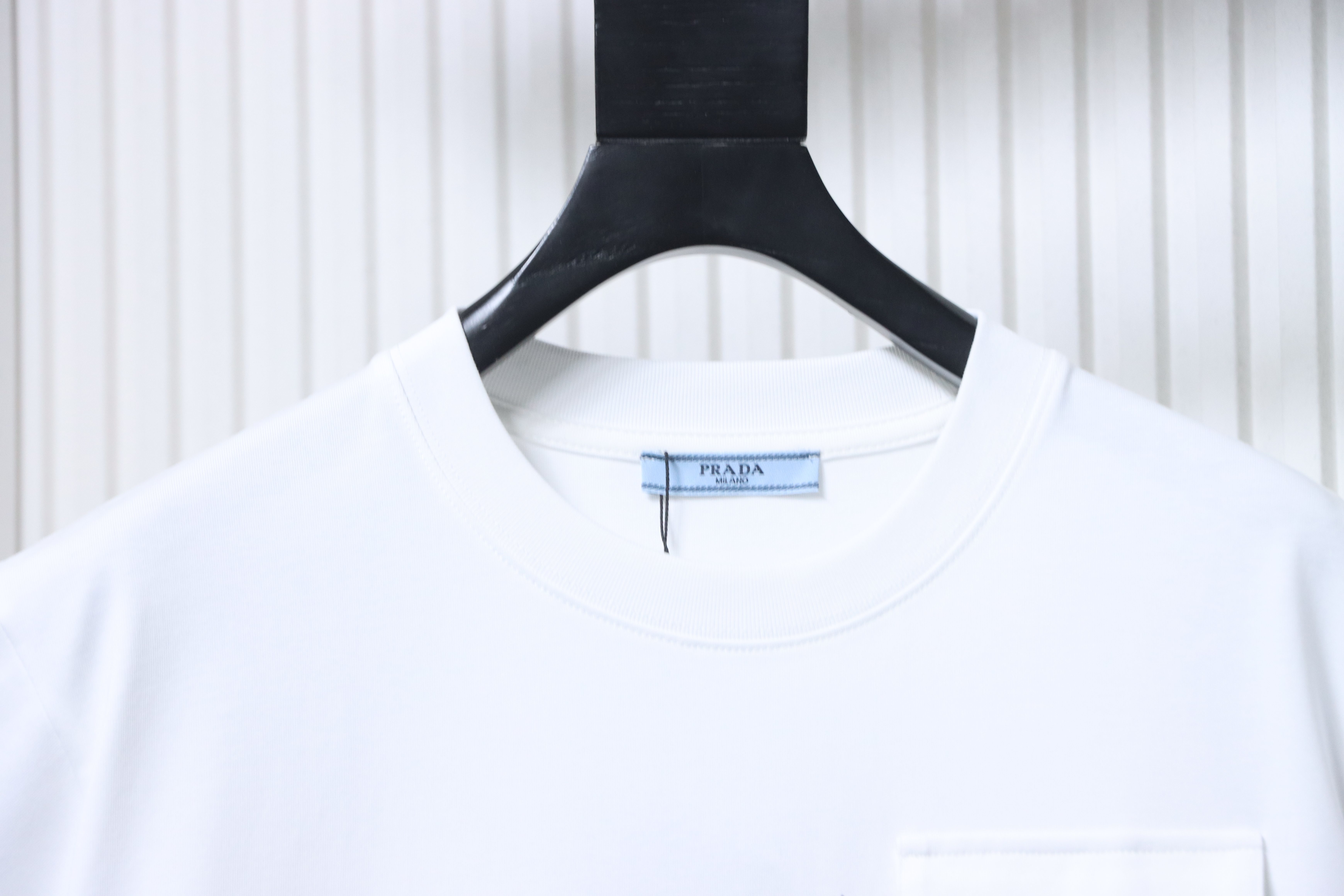 Prada Monogram Print Pocket Triangle Inlaid T-Shirt YL Black/White