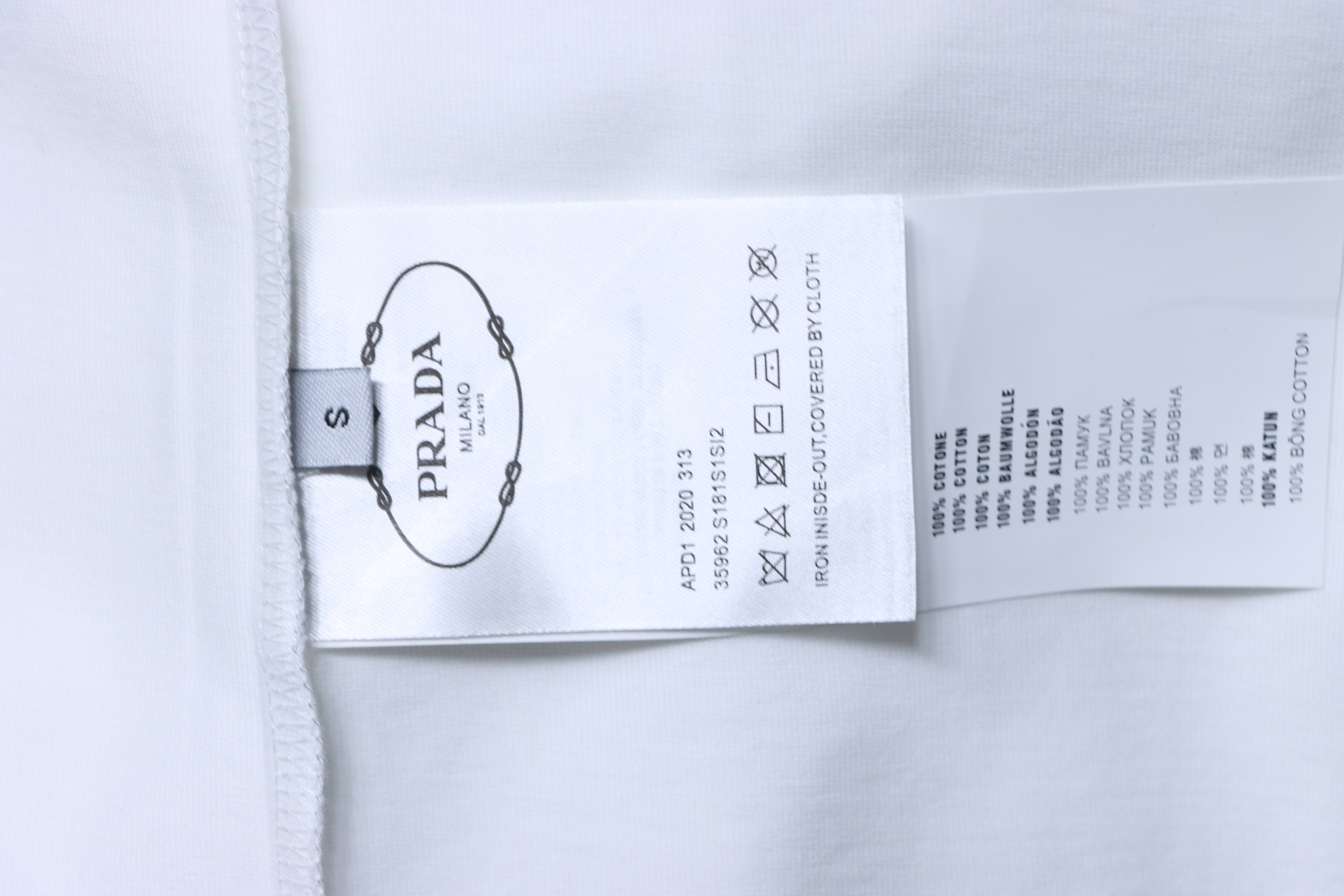 Prada Monogram Print Pocket Triangle Inlaid T-Shirt YL Black/White