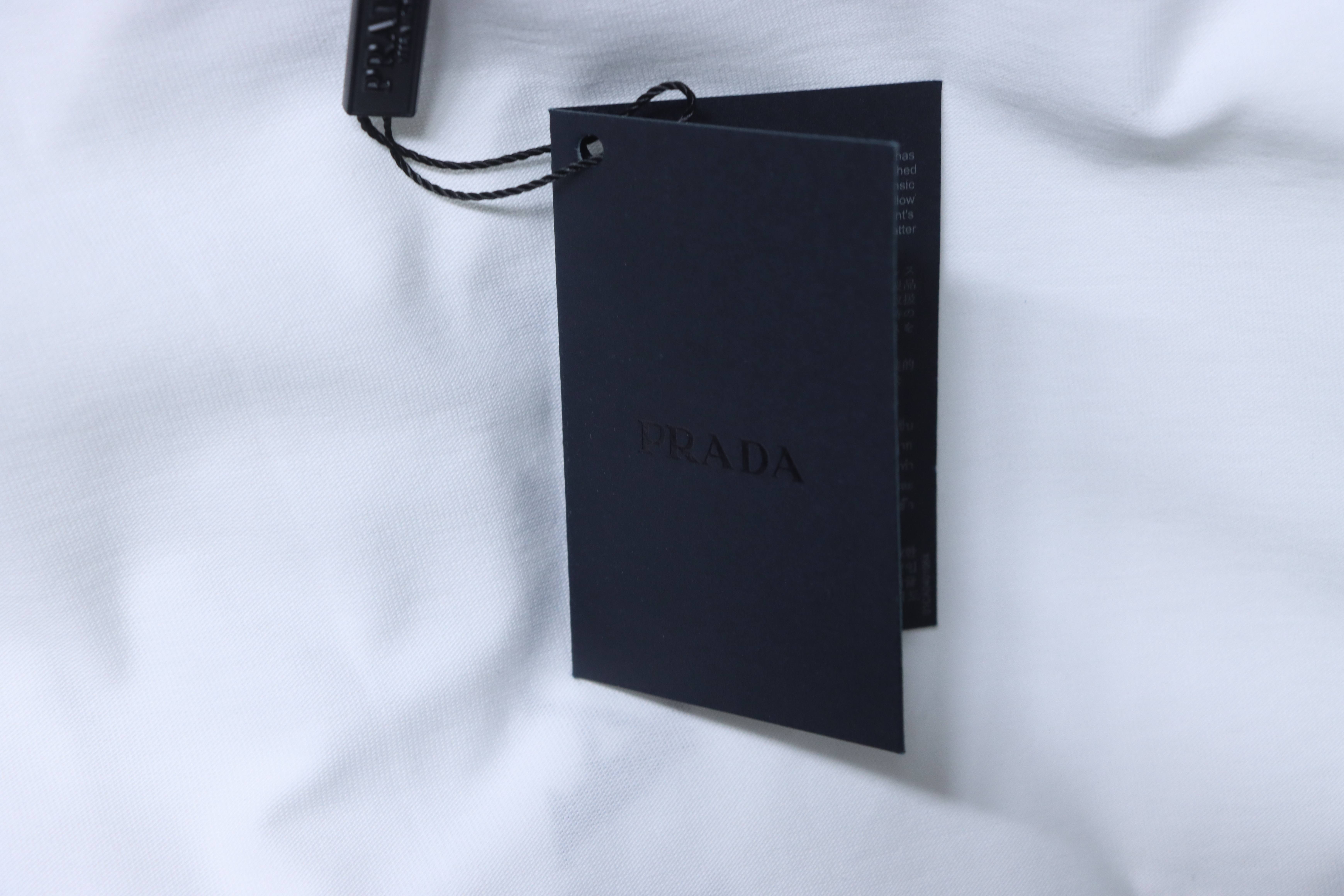 Prada Monogram Print Pocket Triangle Inlaid T-Shirt YL Black/White