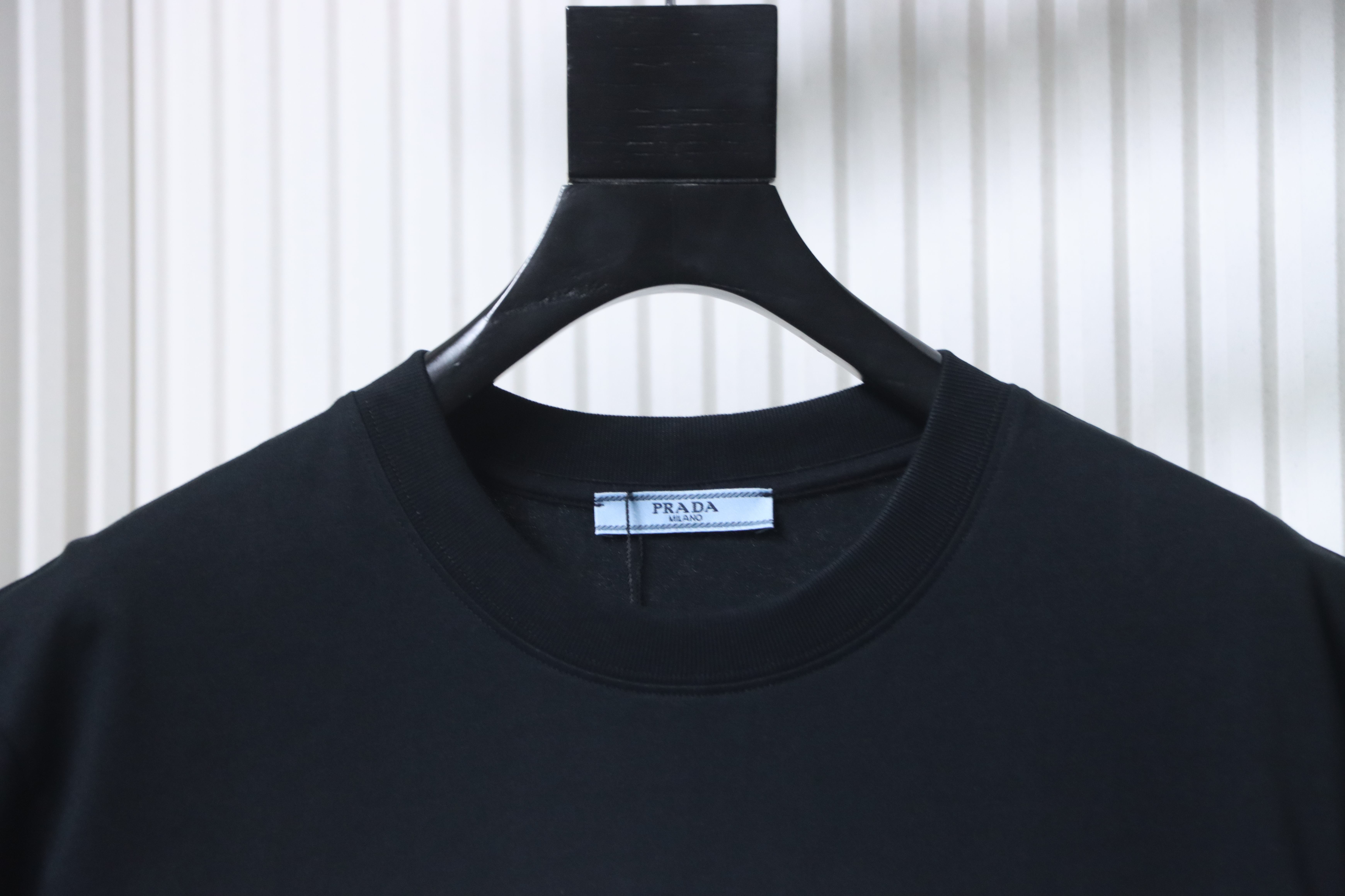 Prada Striped Triangle Inlaid T-Shirt YL Black/White