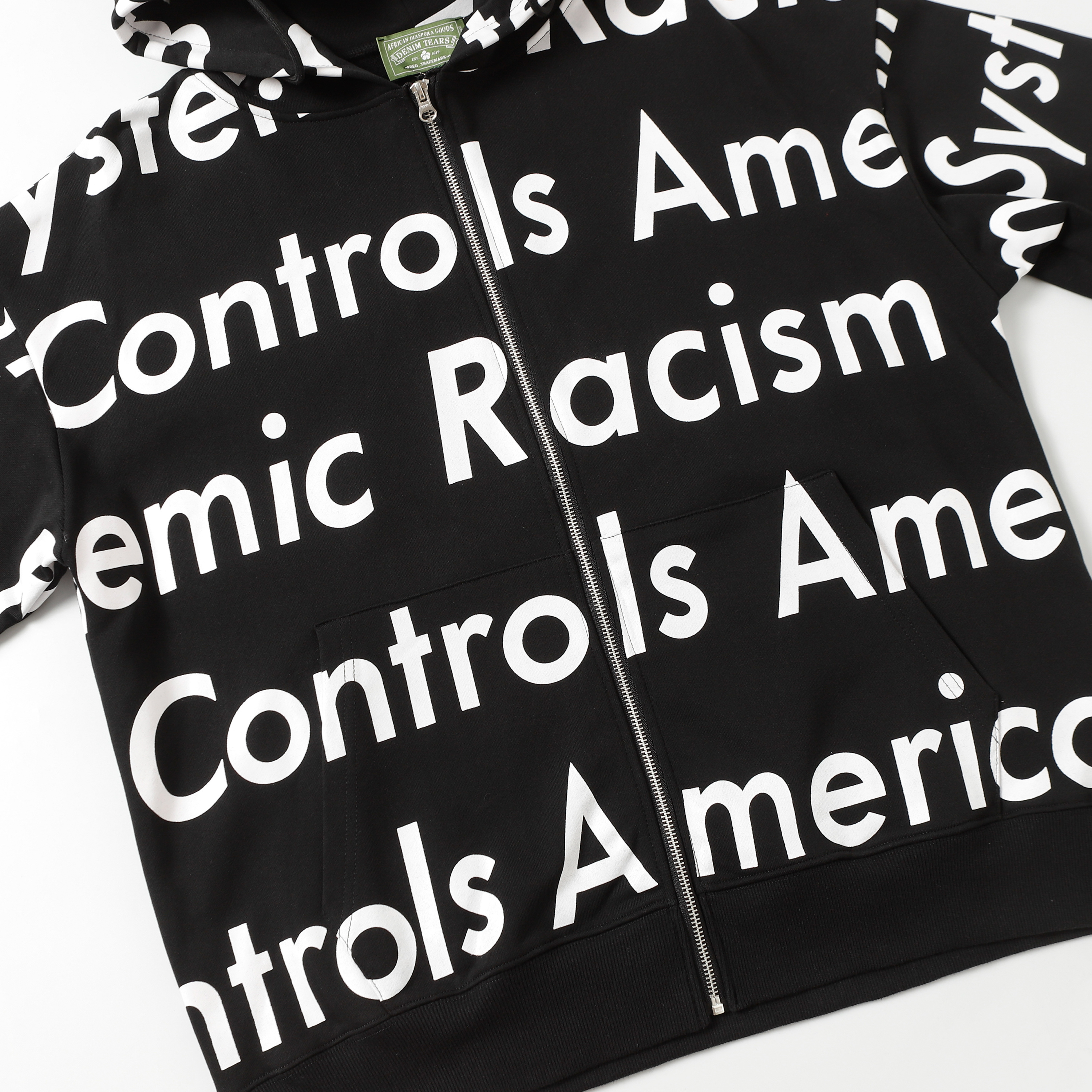 Denim Tears The Cotton Wreath Zipper Hoodie Jacket YL#6666 Black