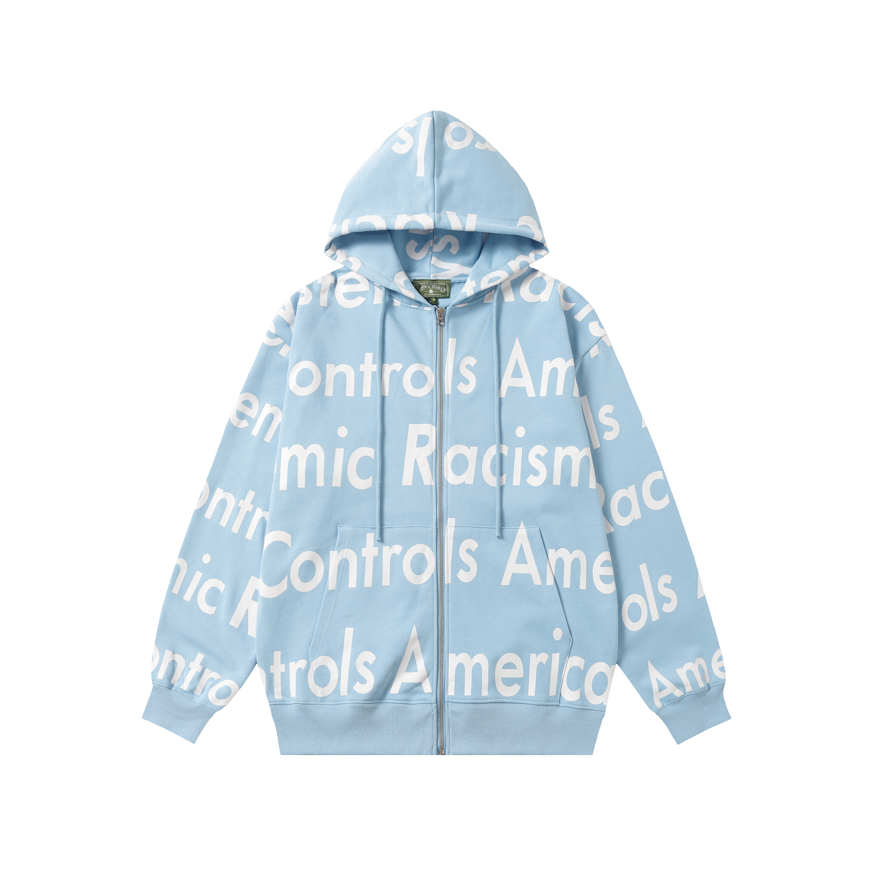 Denim Tears The Cotton Wreath Zipper Hoodie Jacket YL#6666 Sky Blue