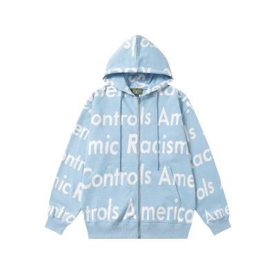 Denim Tears The Cotton Wreath Zipper Hoodie Jacket YL#6666 Sky Blue 01