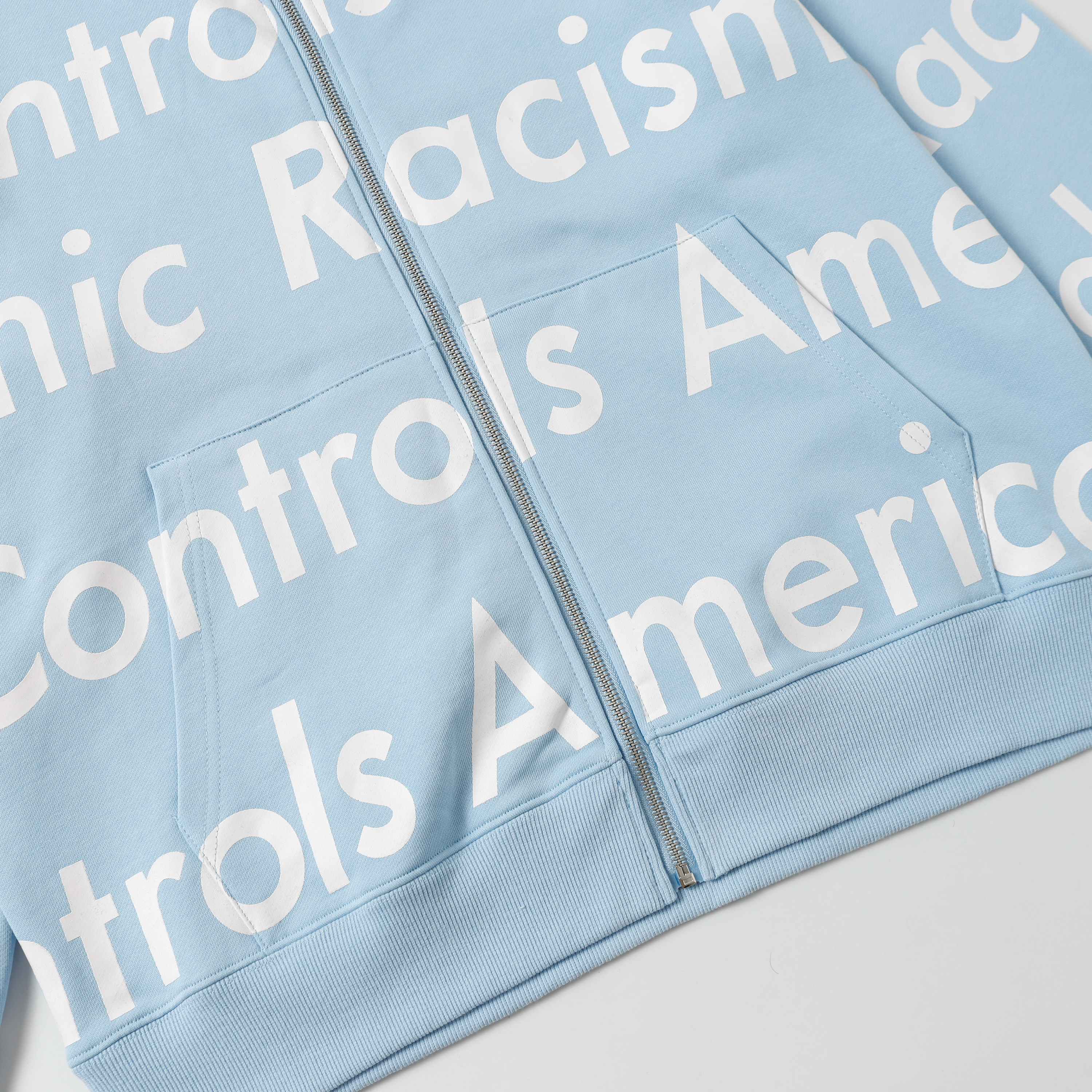 Denim Tears The Cotton Wreath Zipper Hoodie Jacket YL#6666 Sky Blue