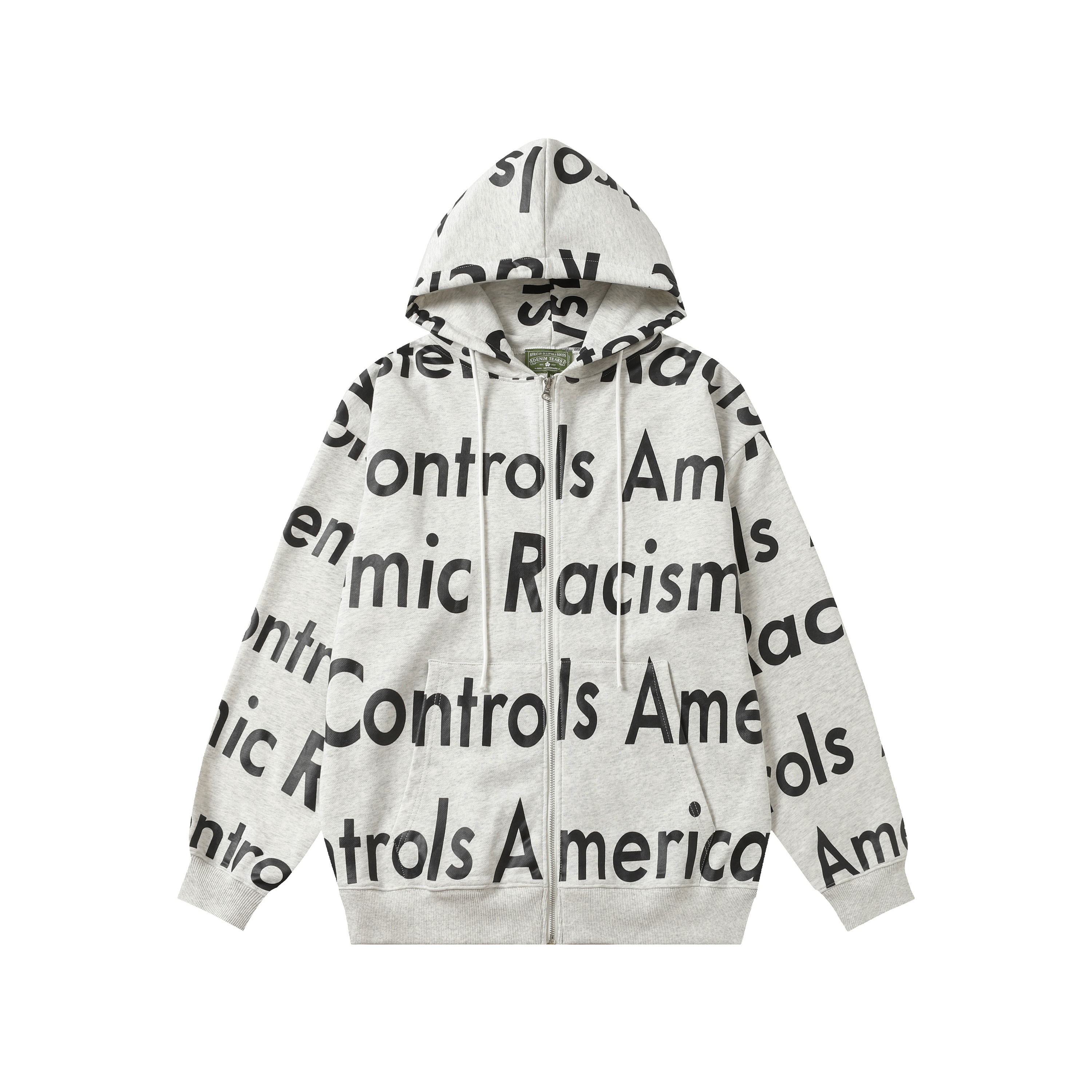 Denim Tears The Cotton Wreath Zipper Hoodie Jacket YL#6666 White Flower Ash