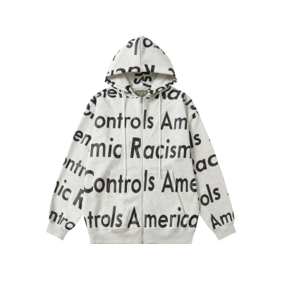 Denim Tears The Cotton Wreath Zipper Hoodie Jacket YL#6666 White Flower Ash 01