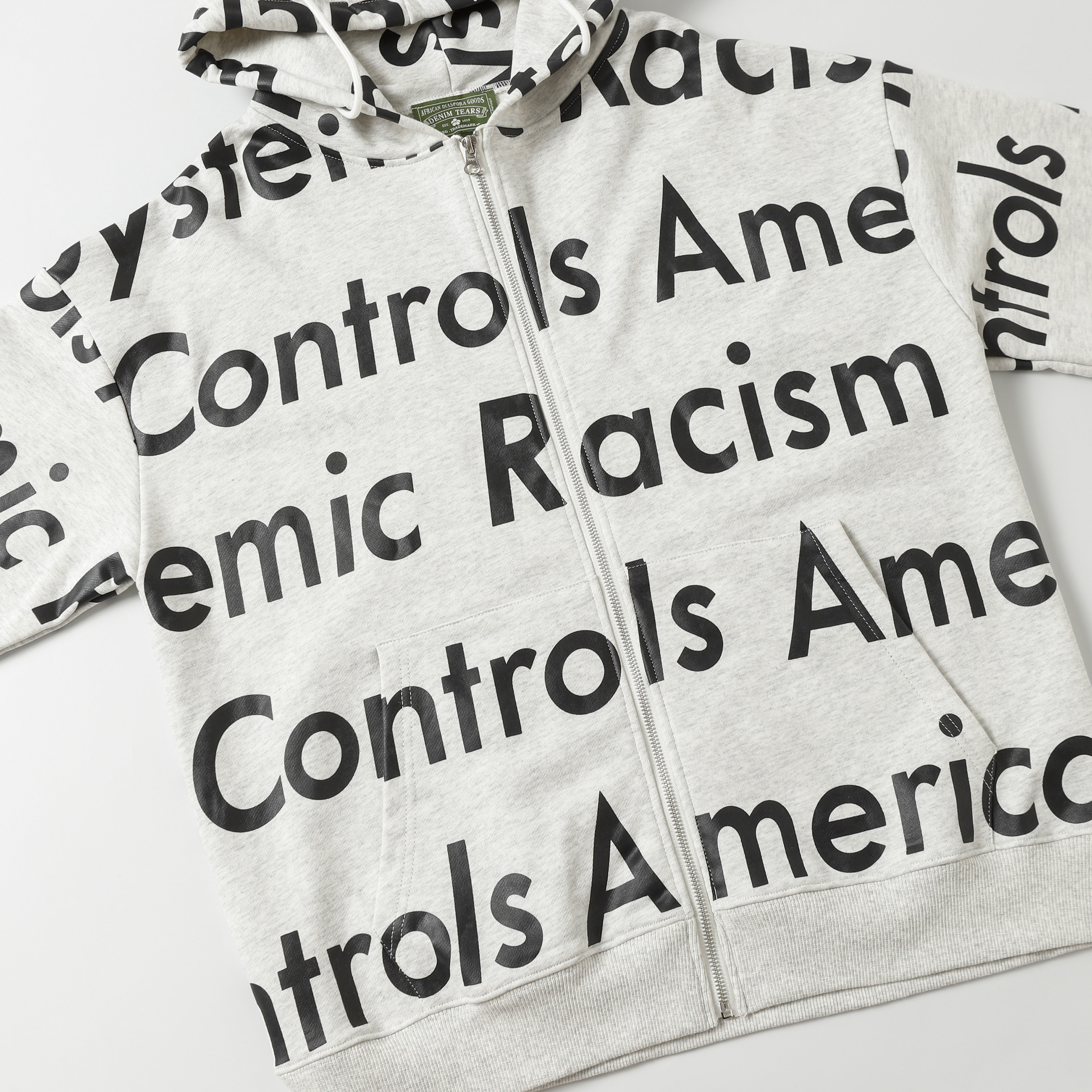 Denim Tears The Cotton Wreath Zipper Hoodie Jacket YL#6666 White Flower Ash