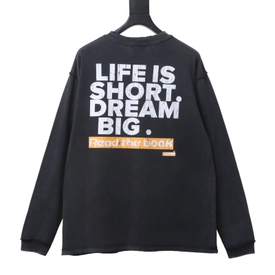 False Perception Barrage slogans washed Long Sleeves YL#190 Black 02
