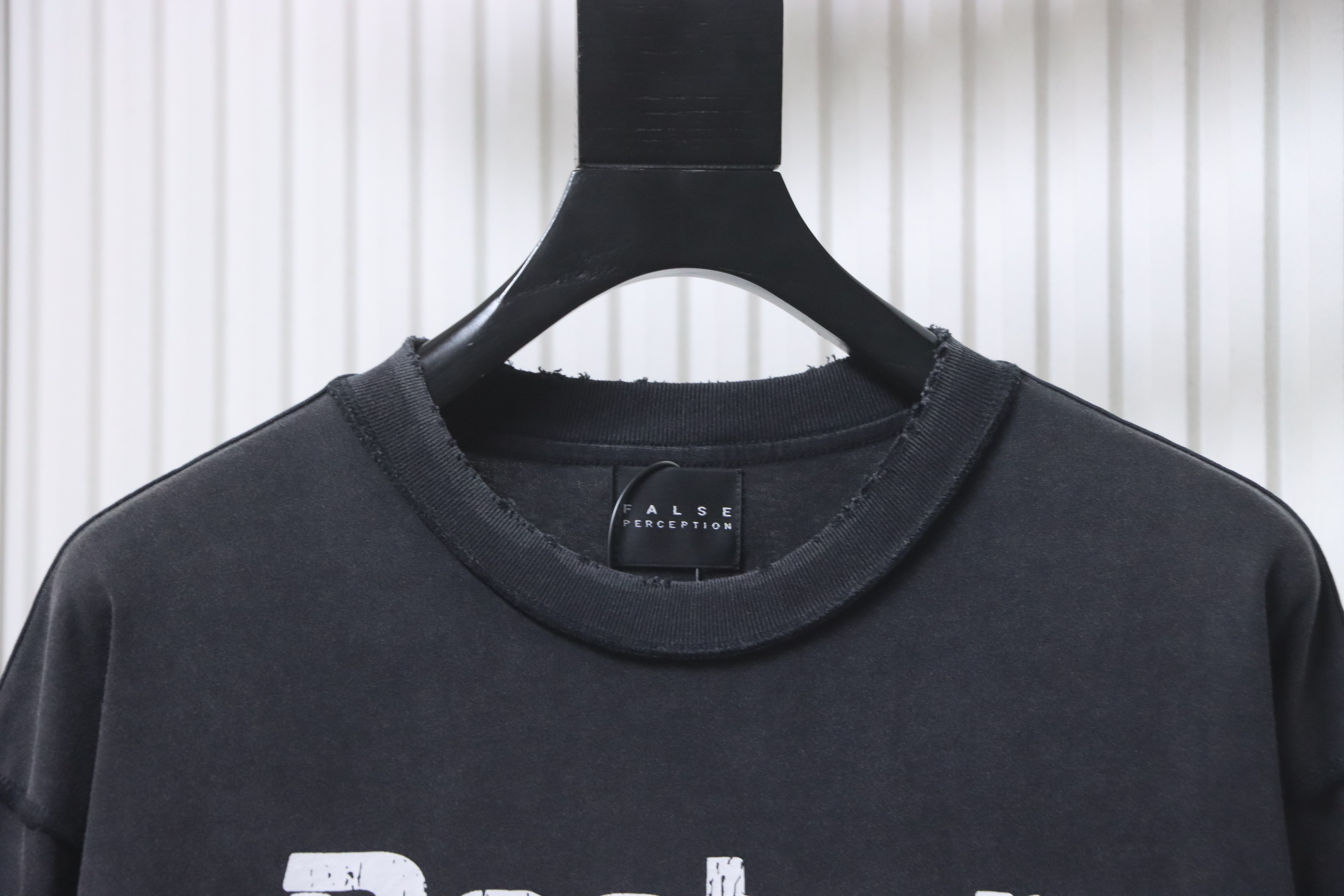 False Perception Barrage slogans washed Long Sleeves YL#190 Black