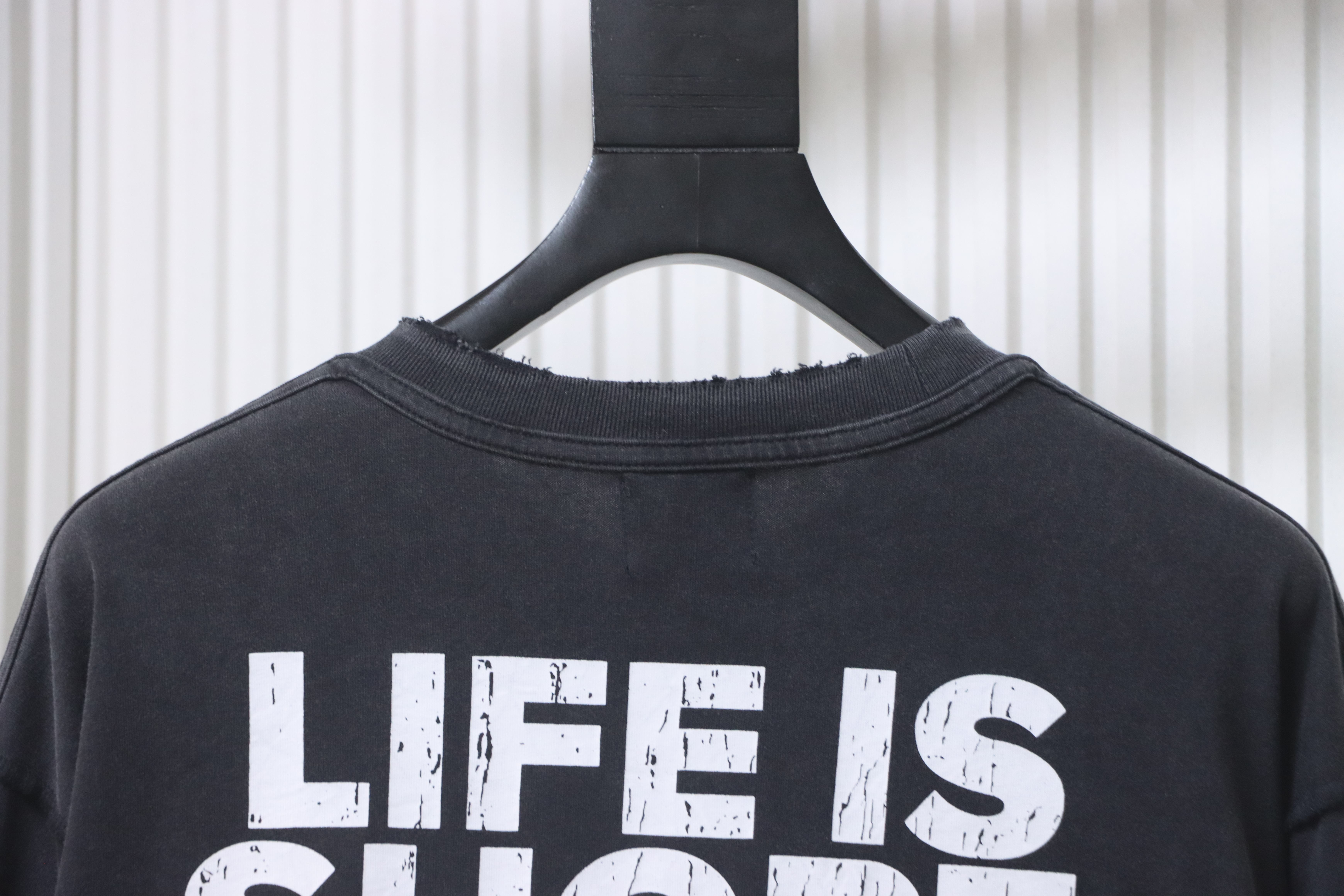 False Perception Barrage slogans washed Long Sleeves YL#190 Black