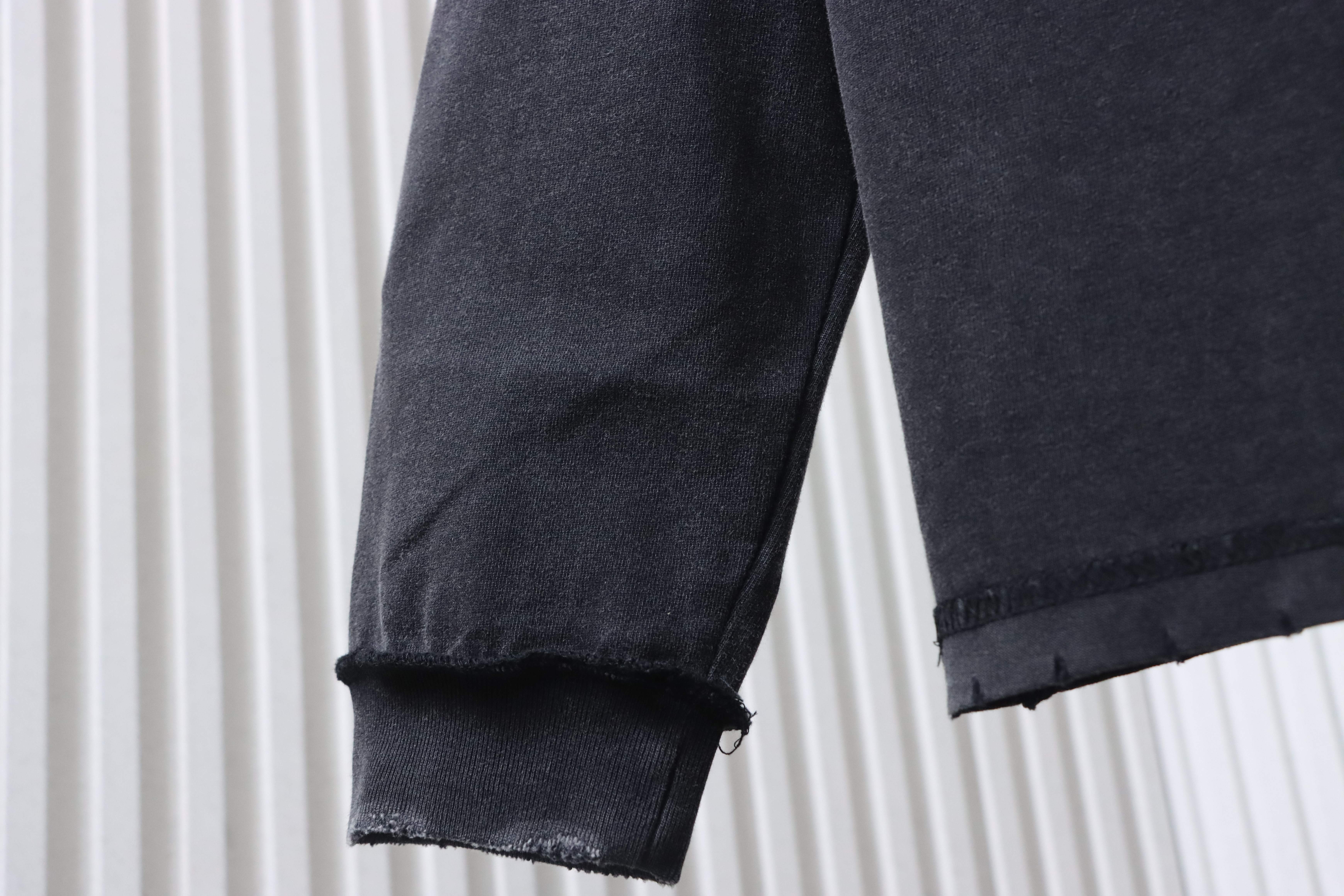 False Perception Barrage slogans washed Long Sleeves YL#190 Black