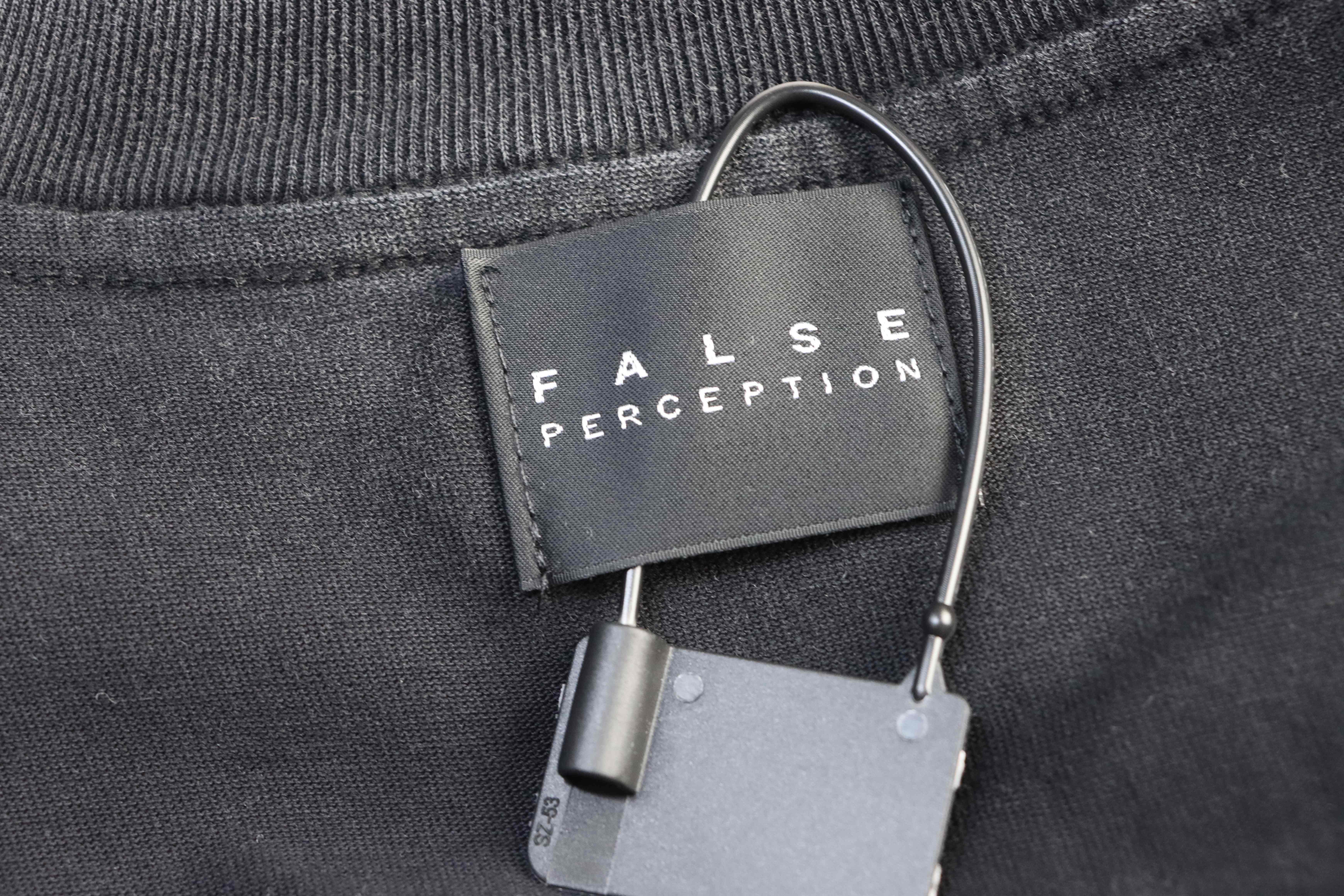 False Perception Barrage slogans washed Long Sleeves YL#190 Black