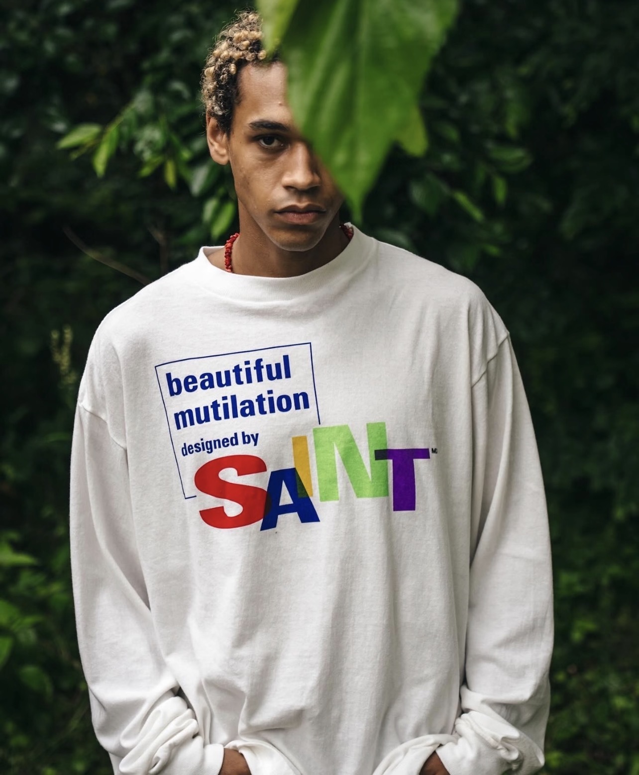 Saint Michael Color Letter Long Sleeve YL#160 White