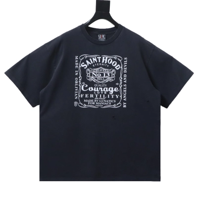 Saint Michael Distressed Motorcycle Style T-Shirt YL#170 Black 01