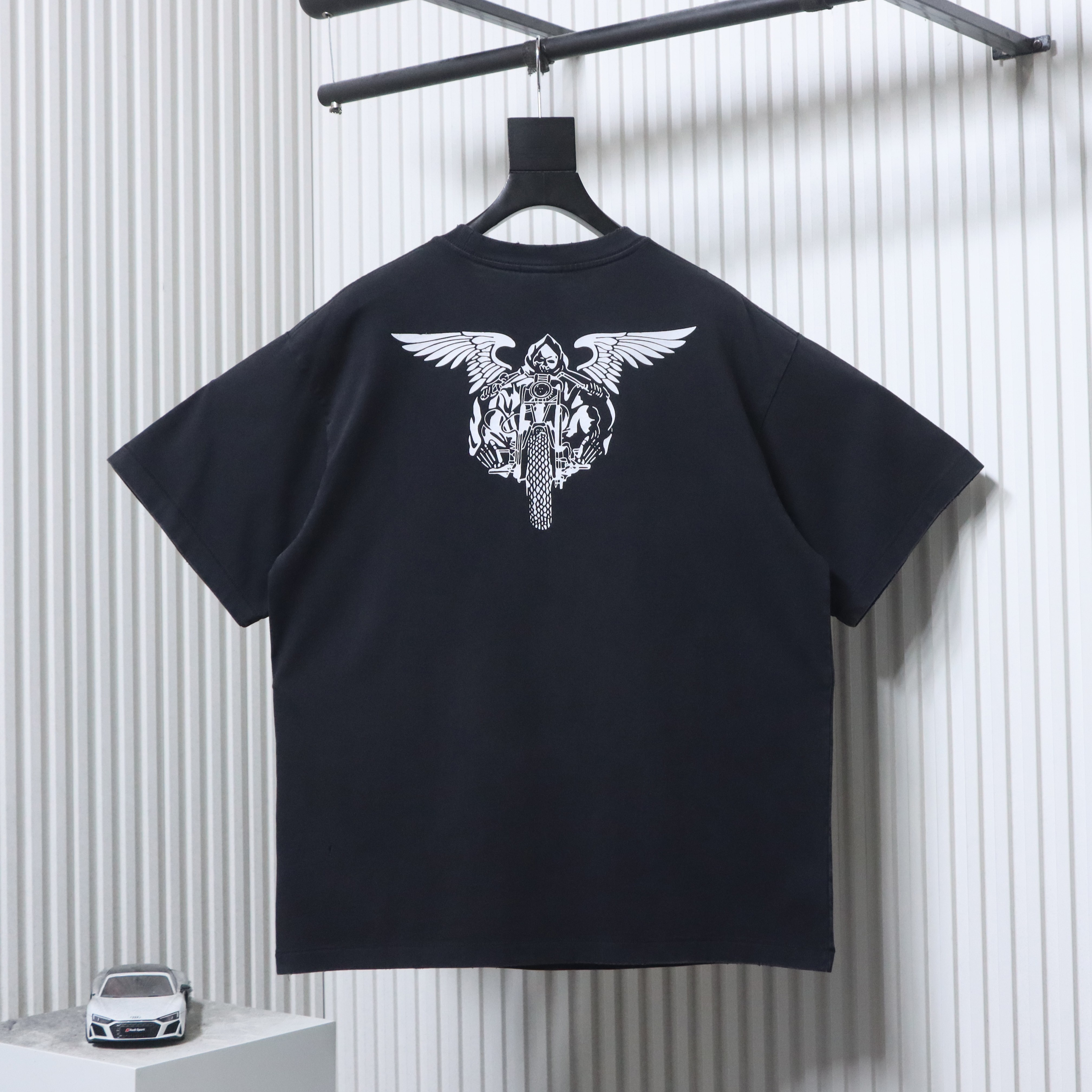 Saint Michael Distressed Motorcycle Style T-Shirt YL#170 Black