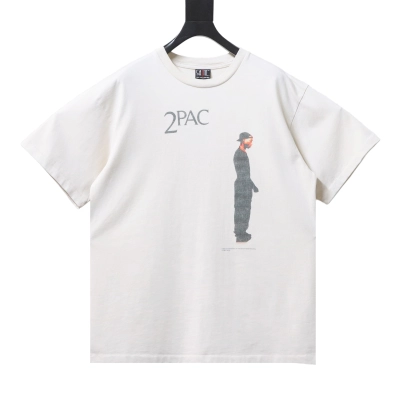 Saint Michael 25ss 2PAC Cross Portrait Print T-shirt YL#150 White 01