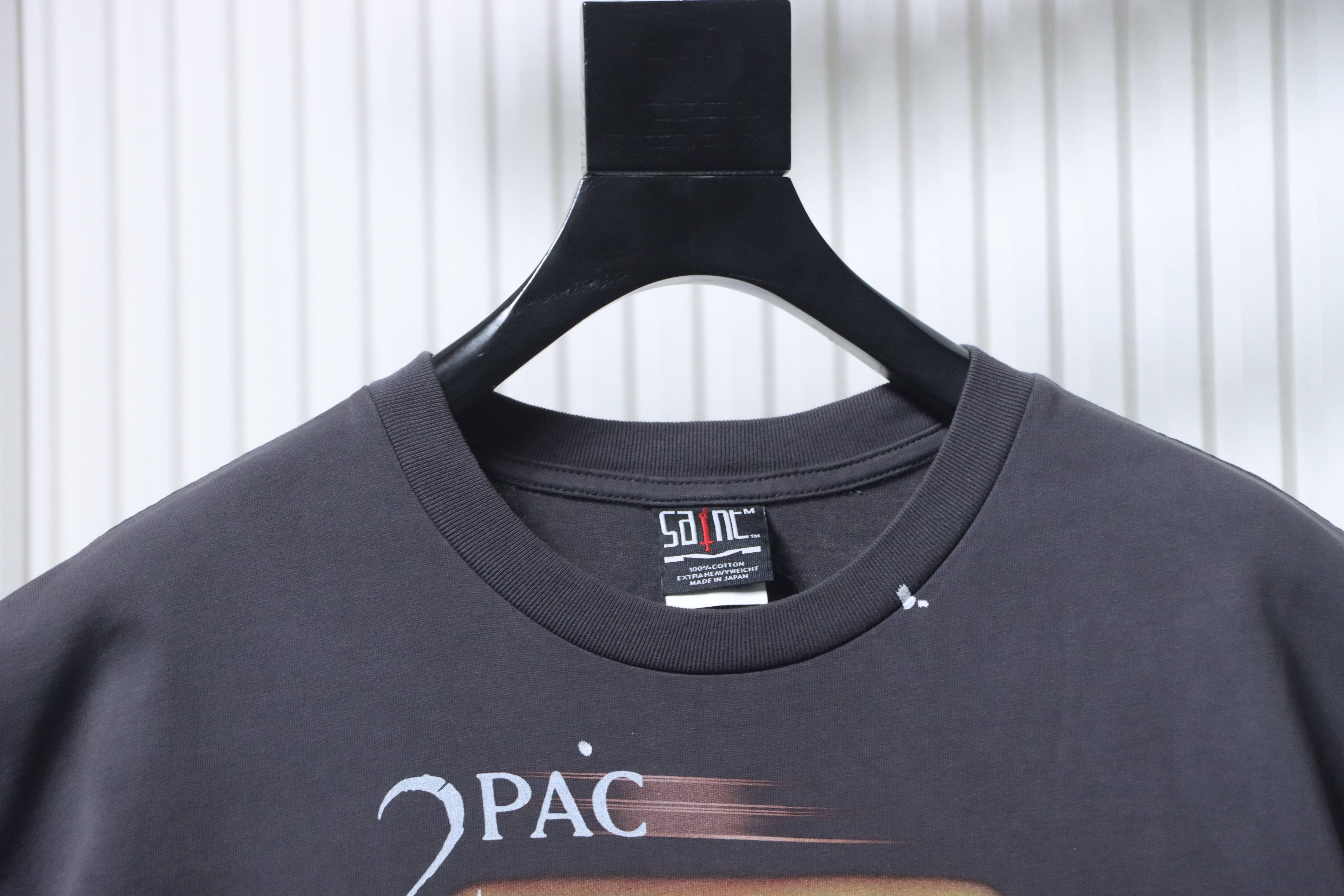 Saint Michael 2pac Face Print T-shirt YL#170 Black