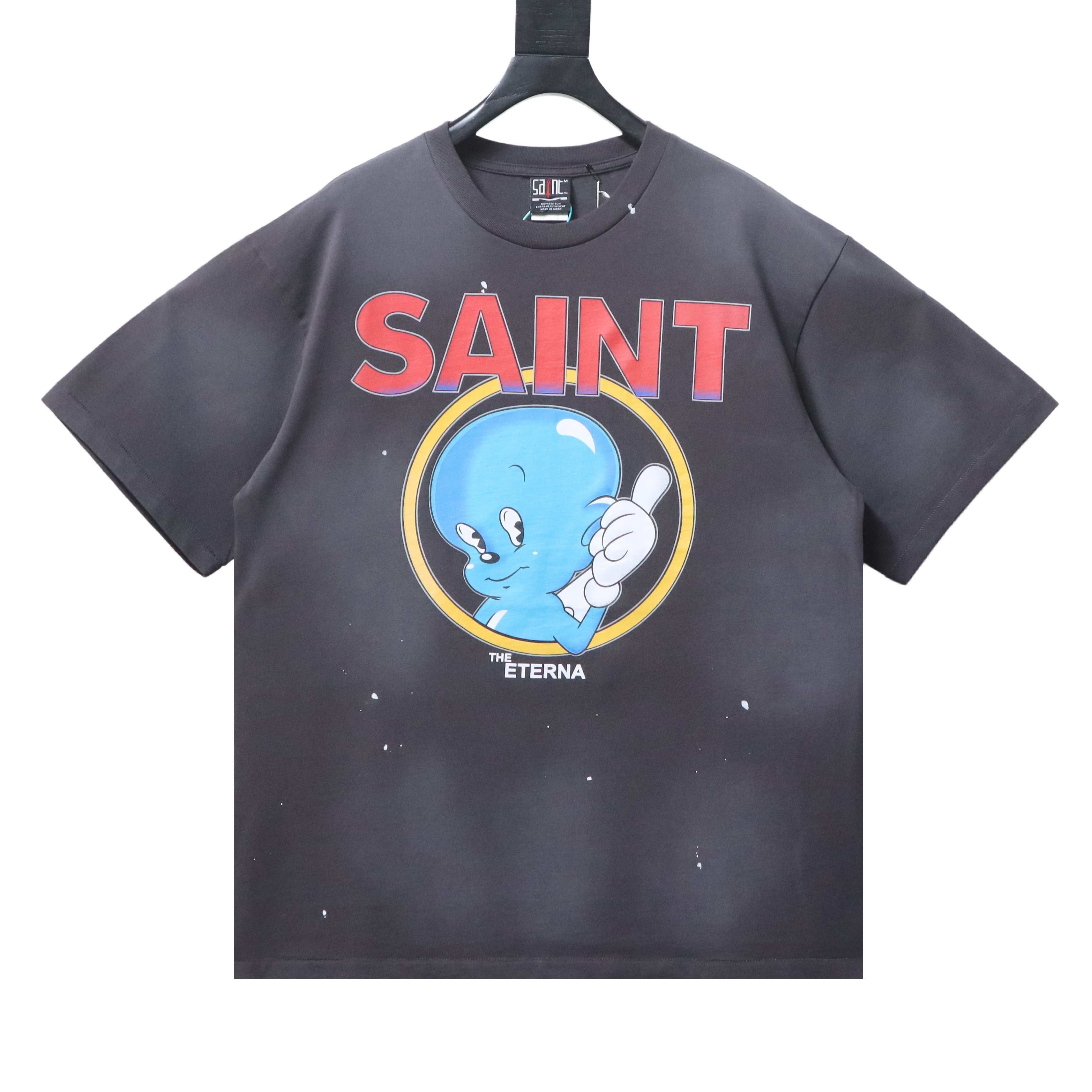 Saint Michael Cartoon Print T-Shirt YL#170 Black