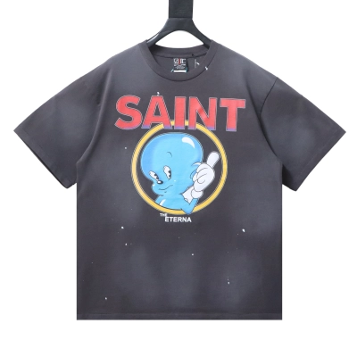 Saint Michael Cartoon Print T-Shirt YL#170 Black 01