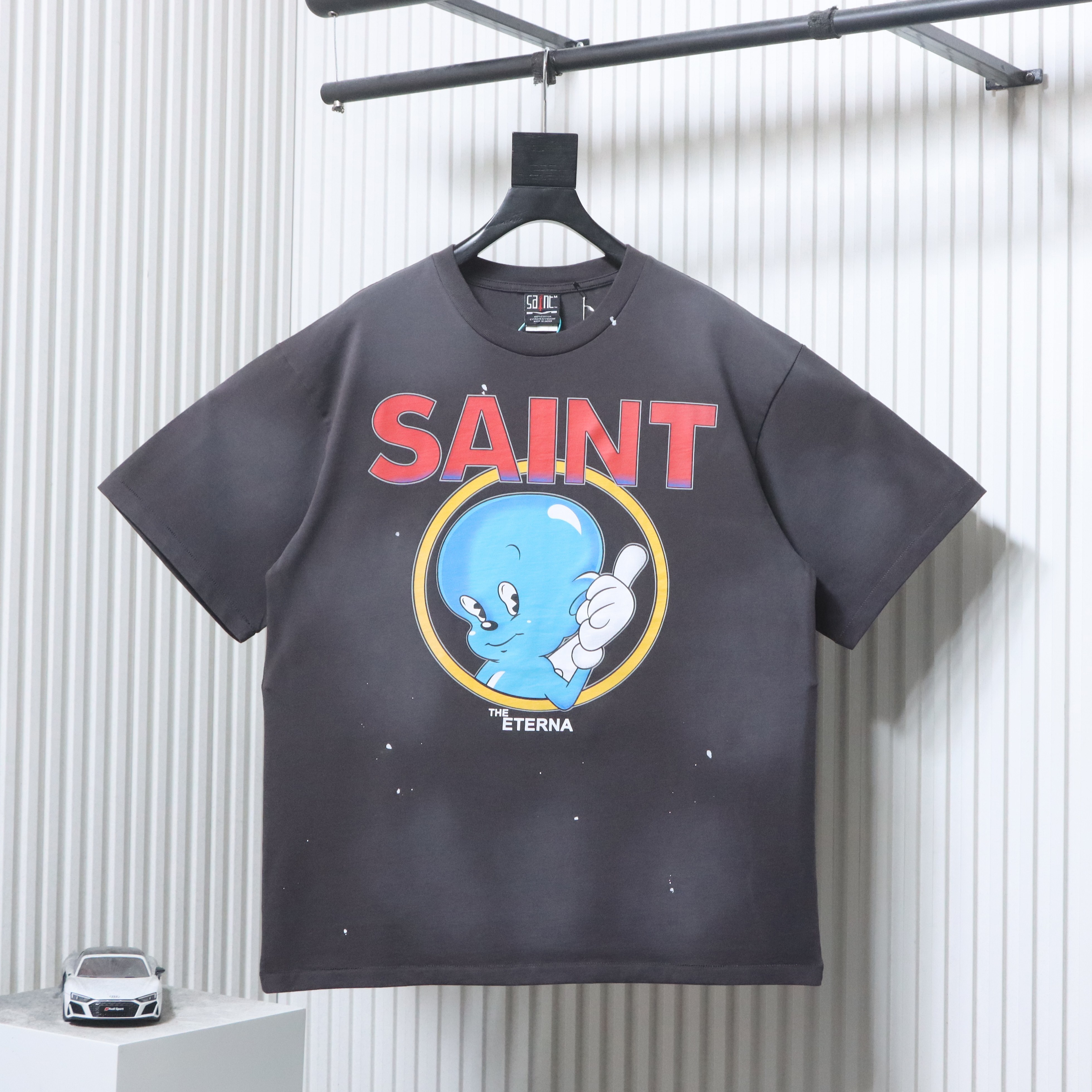 Saint Michael Cartoon Print T-Shirt YL#170 Black