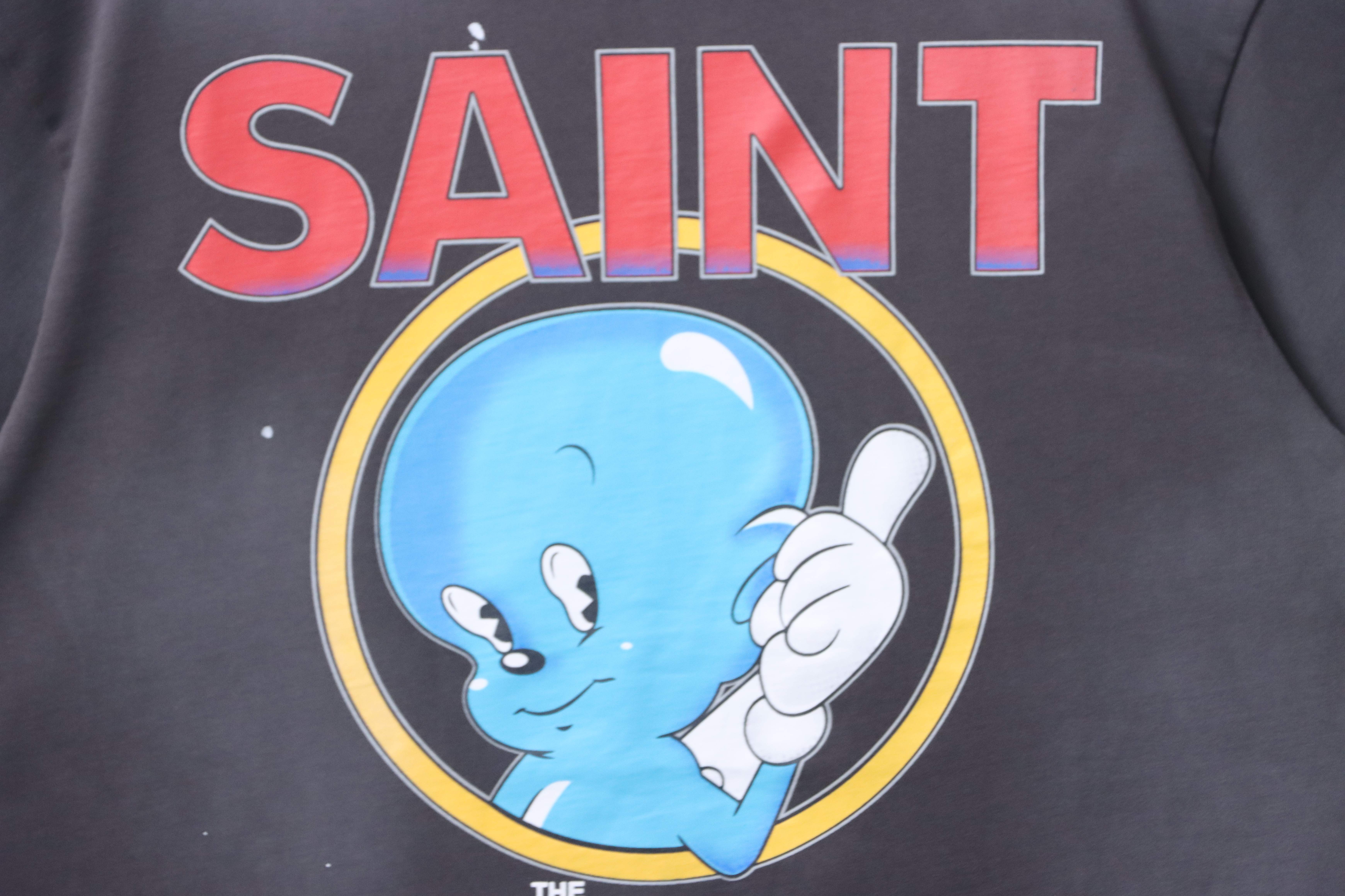 Saint Michael Cartoon Print T-Shirt YL#170 Black