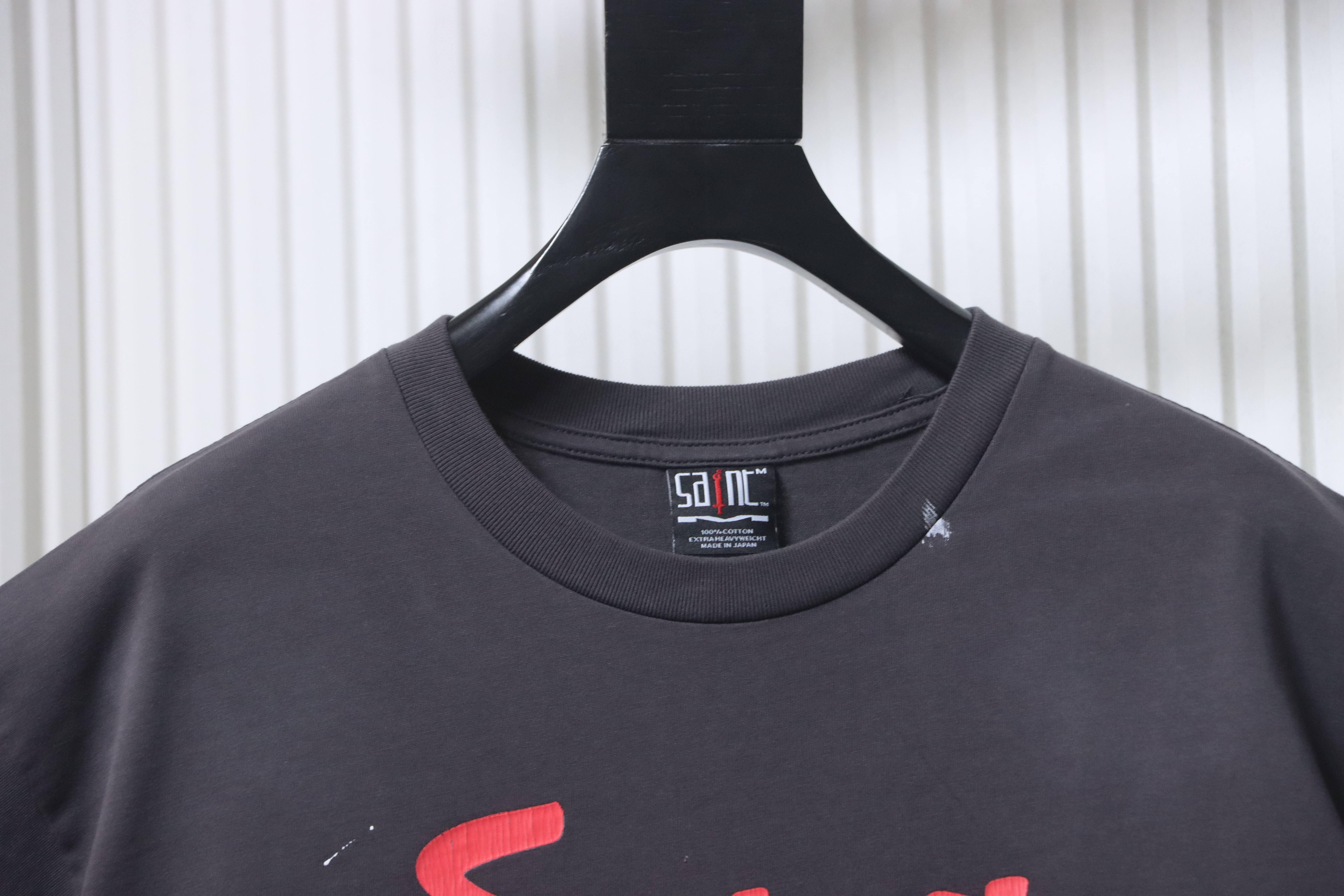 Saint Michael Colorful Letter Print T-Shirt YL#170 Black