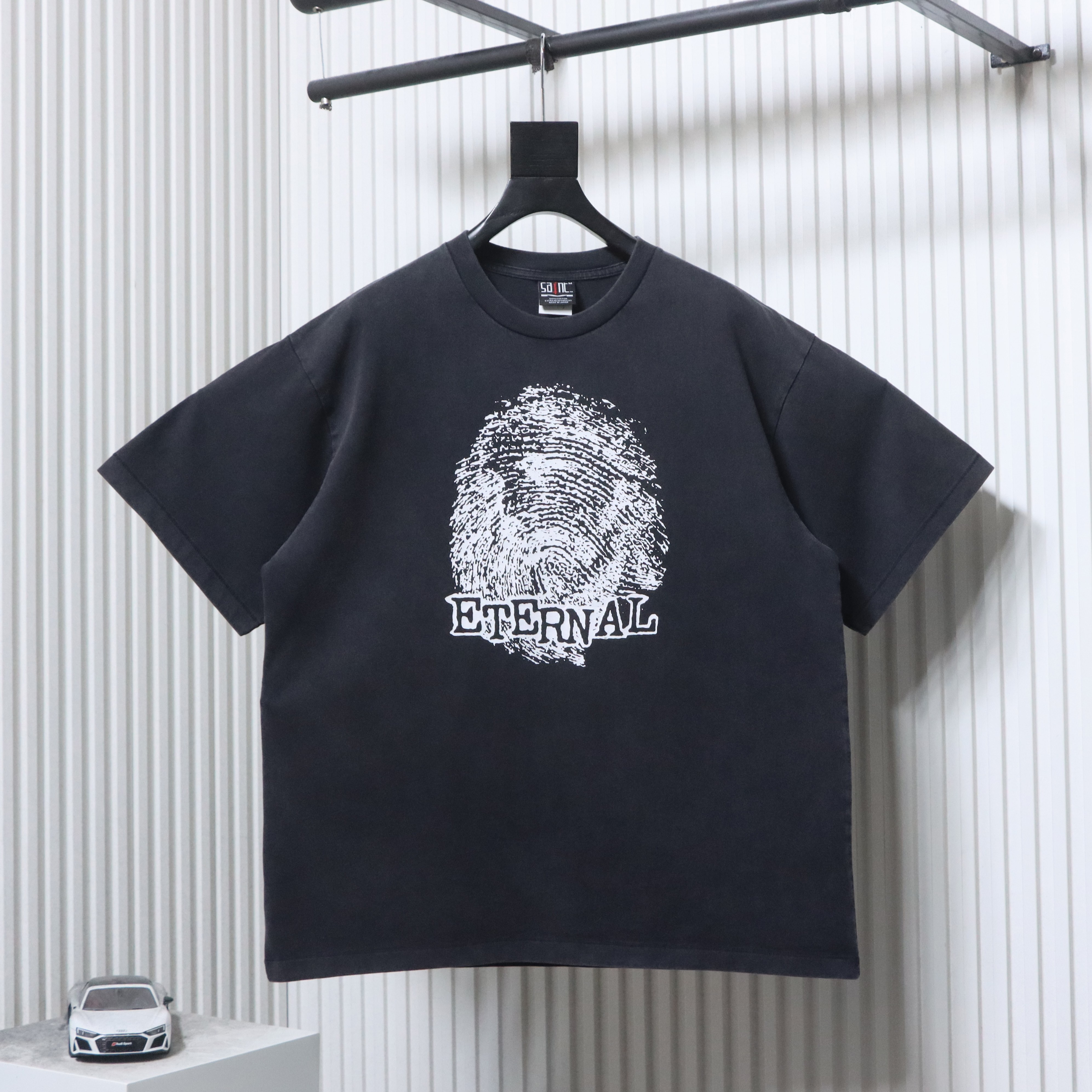 Saint Michael fingerprint print T-shirt YL Black