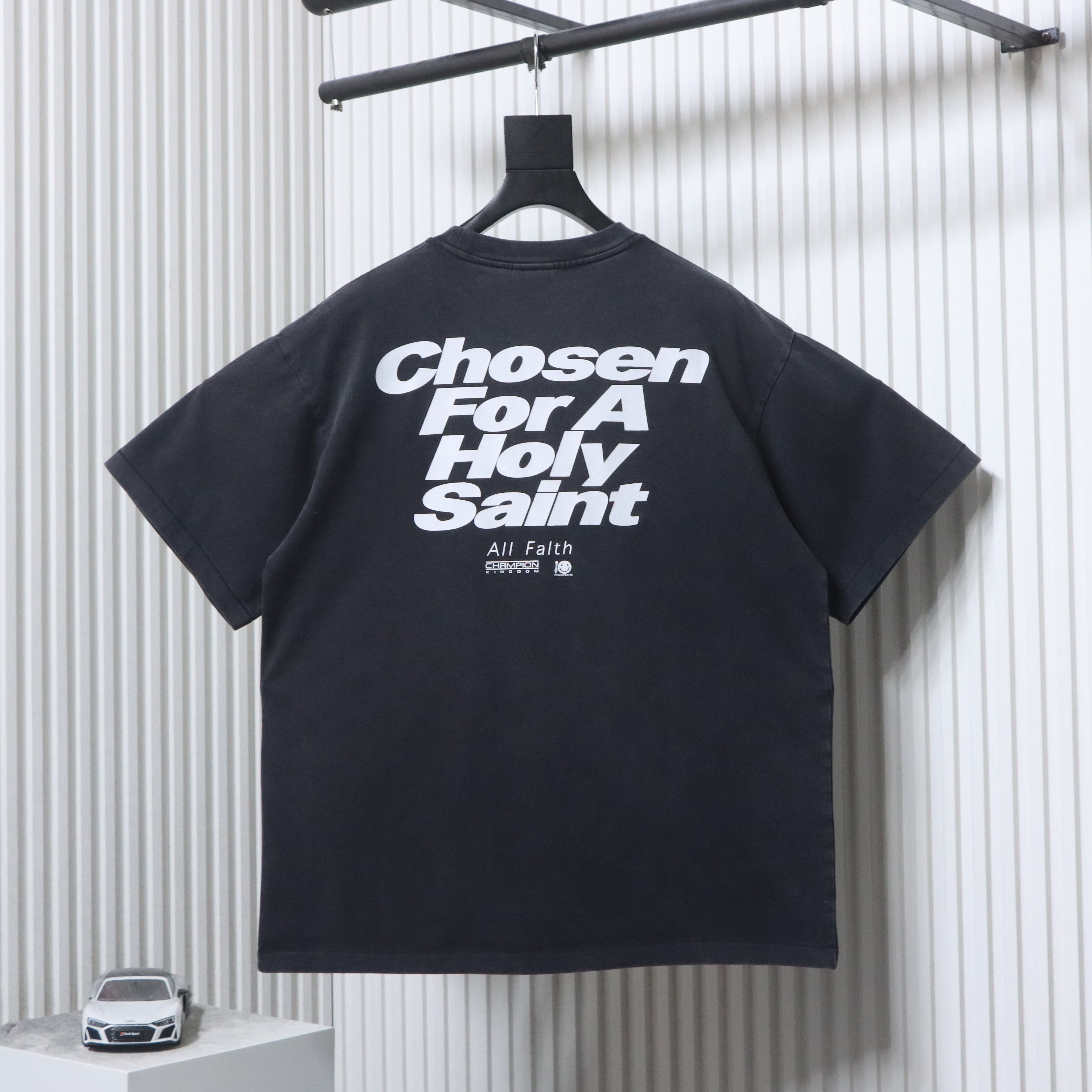 Saint Michael fingerprint print T-shirt YL Black