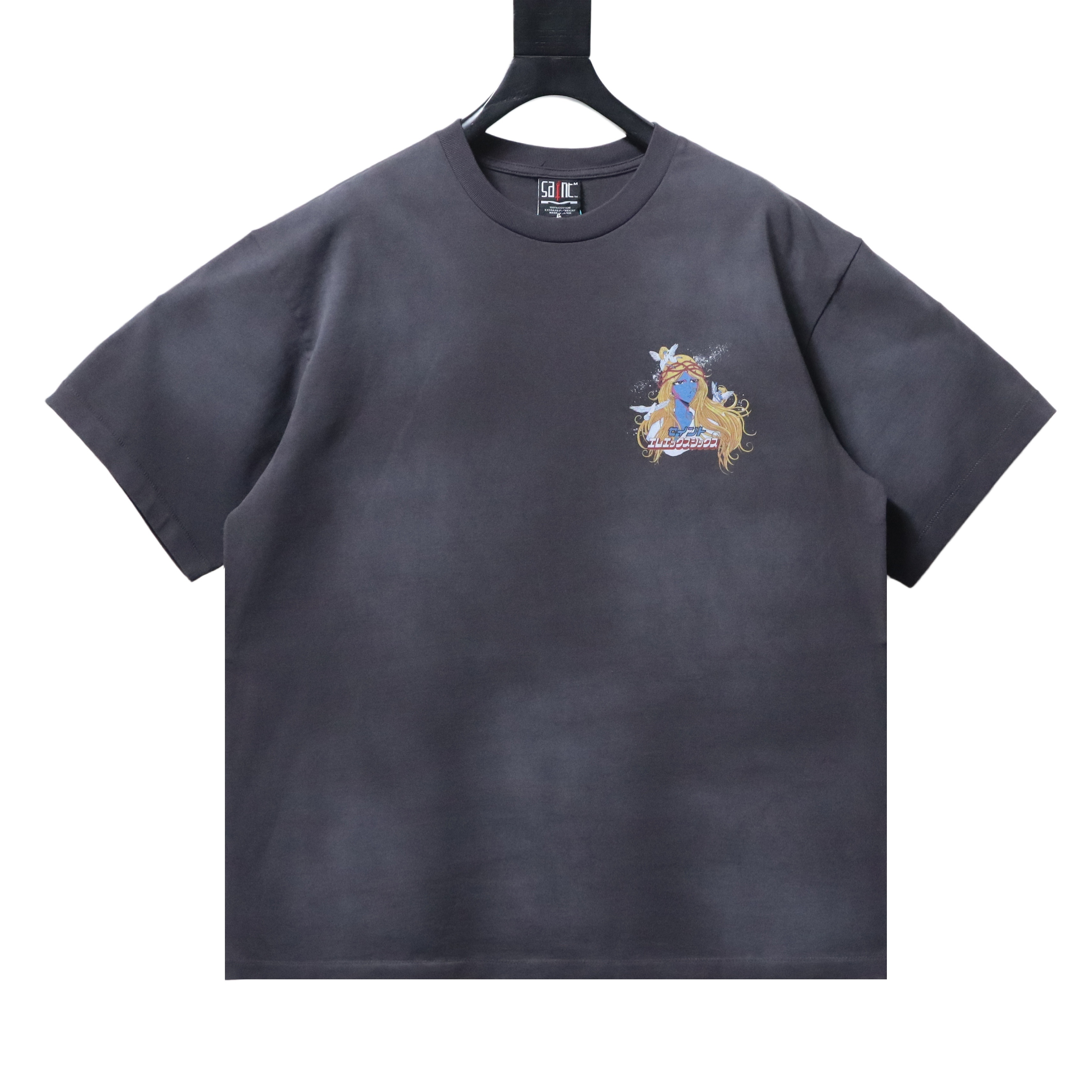 Saint Michael graphic print T-shirt YL#170 Black