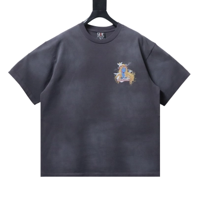 Saint Michael graphic print T-shirt YL#170 Black 01