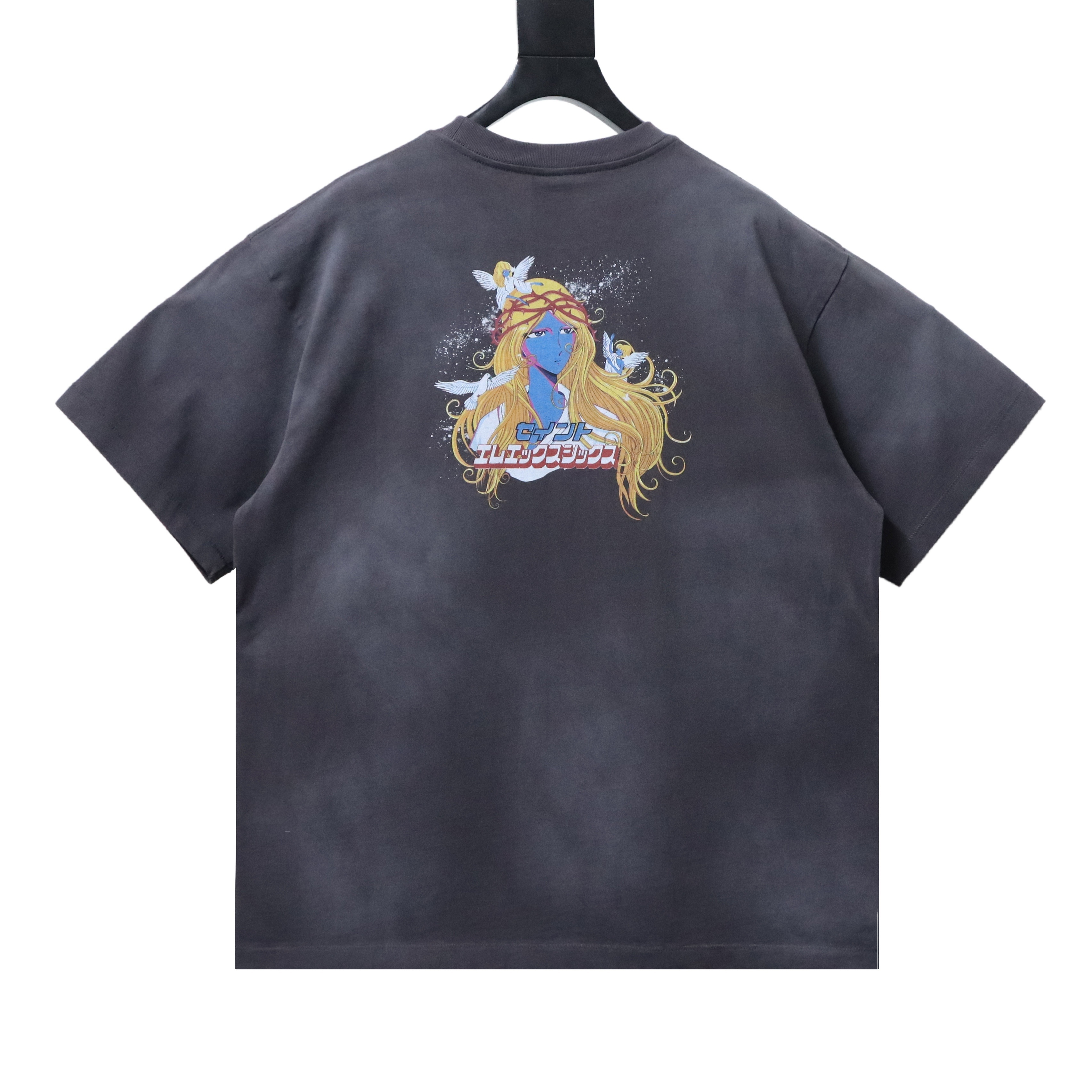 Saint Michael graphic print T-shirt YL#170 Black