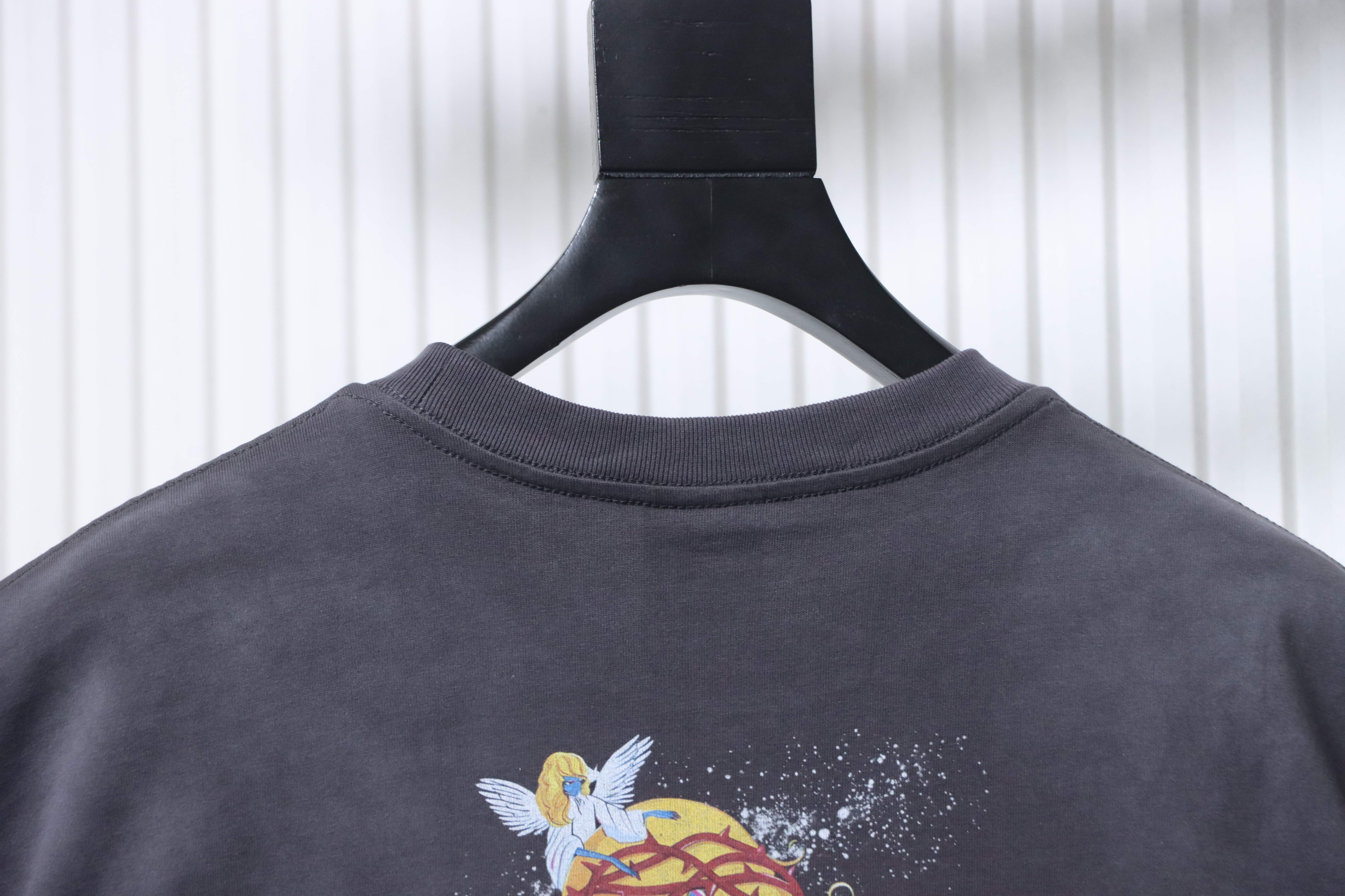 Saint Michael graphic print T-shirt YL#170 Black