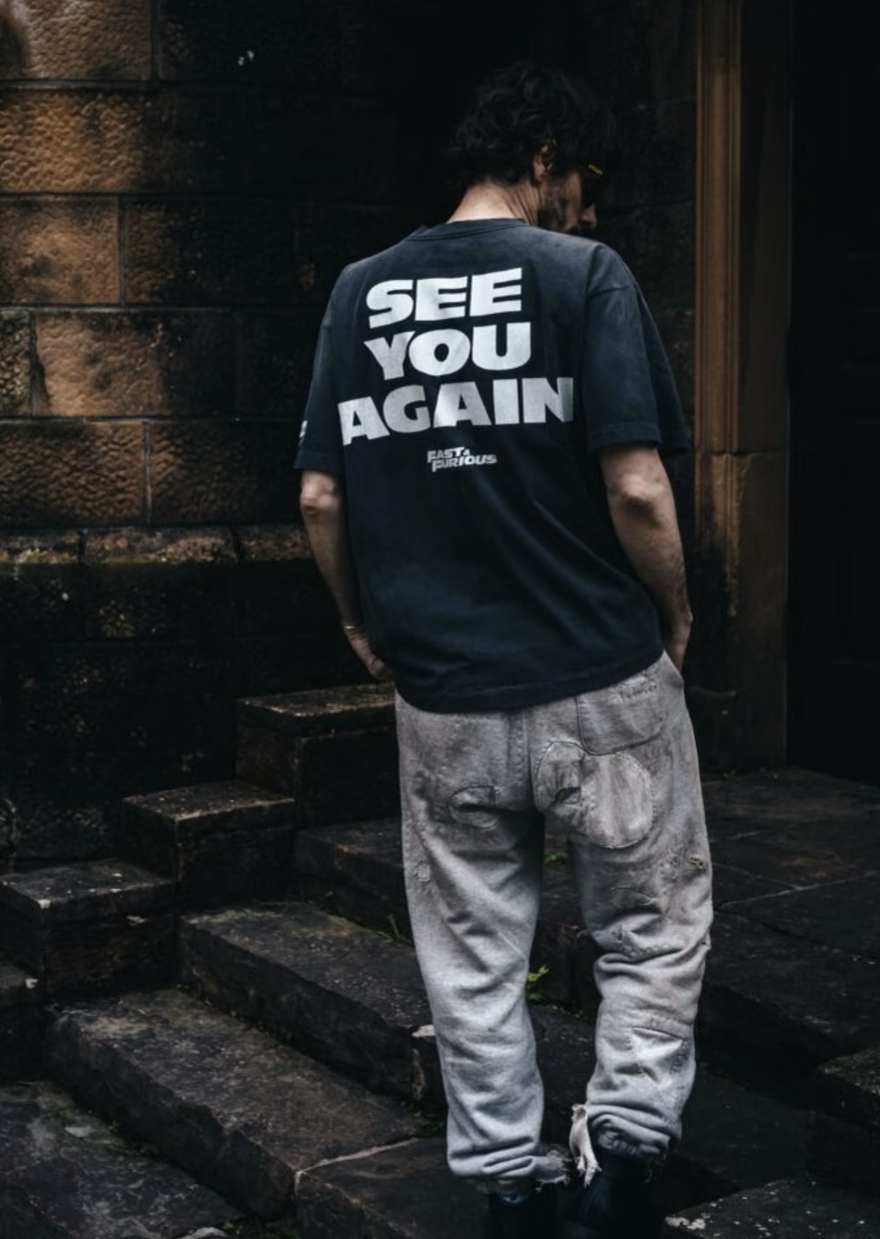 Saint Michael Speed ​​& Furious collaboration tire print T-shirt YL#170 Black